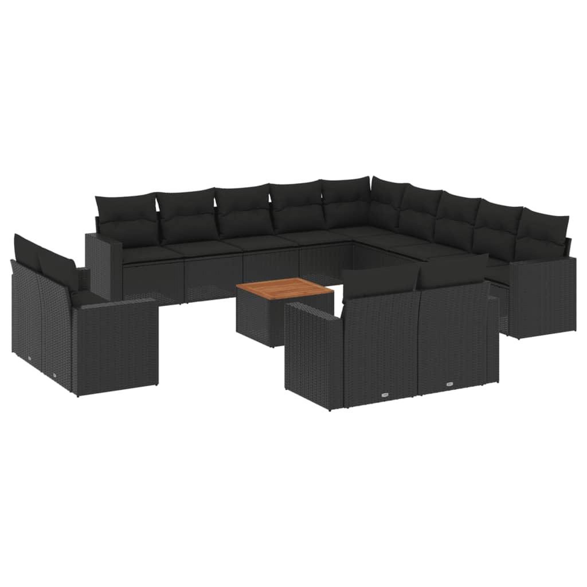 Voir la diapositive 2 : VIDAXL Salon de jardin avec coussins 14 pcs noir resine tressee
