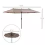 OUTSUNNY Parasol de jardin XXL parasol grande taille 4,6L x 2,7l x 2,4H m ouverture fermeture manivelle acier polyester haute densité marron