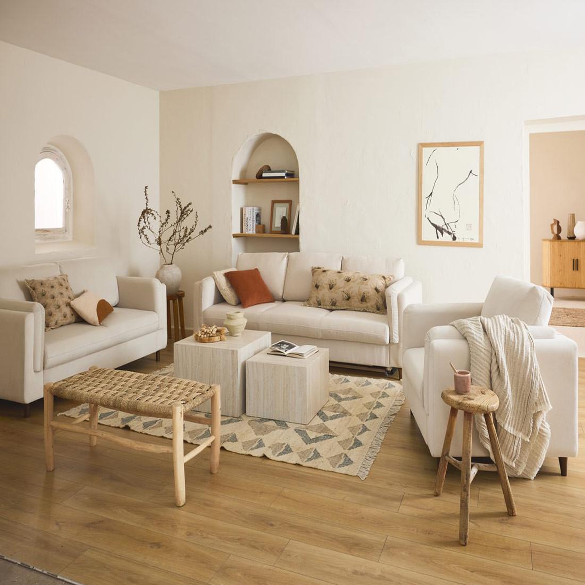 Voir la diapositive 2 : LISA DESIGN Pueblo - lot de 2 tables basses - effet travertin - 58 et 50 cm