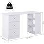 Voir la diapositive 3 : HOMCOM Bureau informatique multimédia multi-rangements 3 tiroirs 2 étagères 120L x 49l x 72H cm blanc