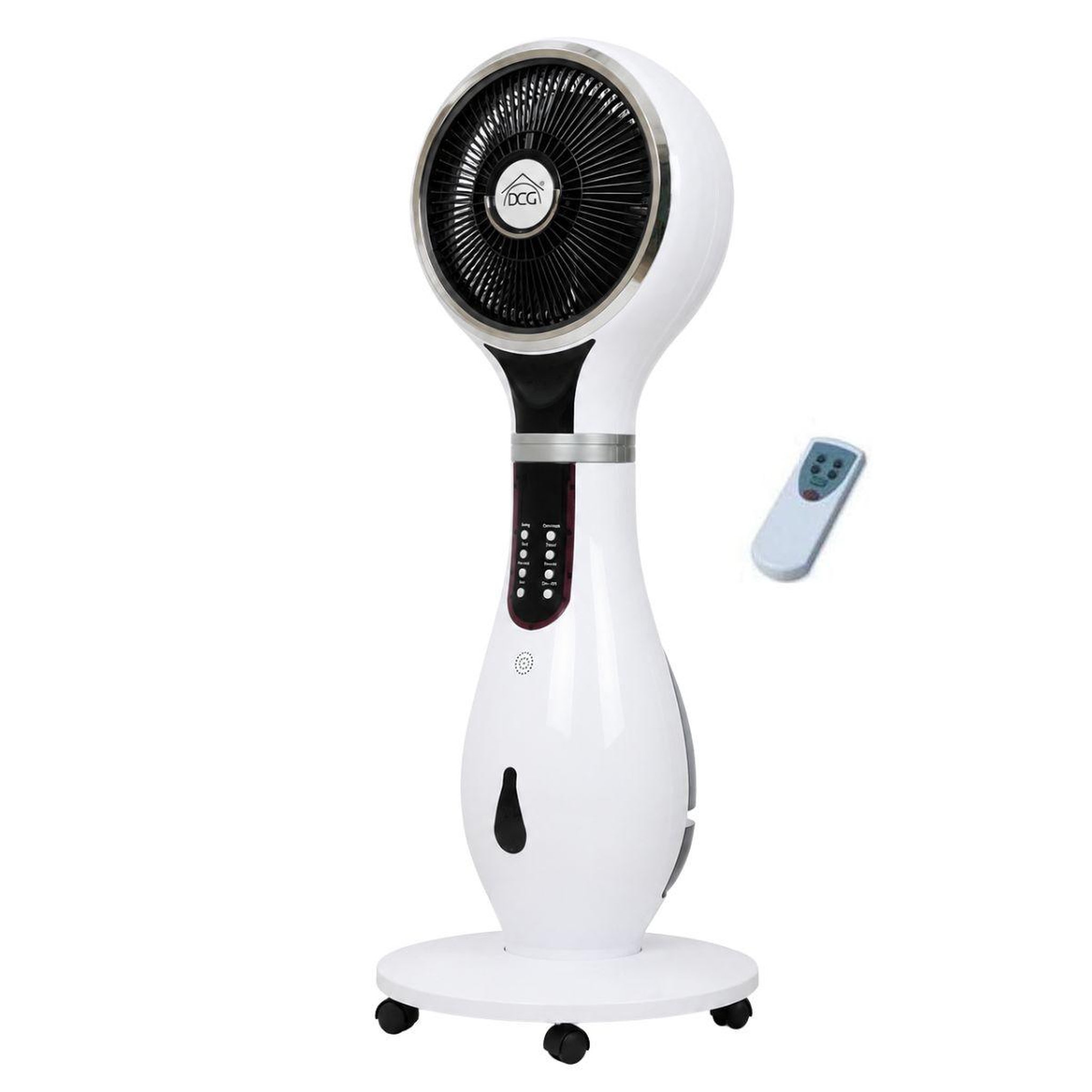 INTEC Ventilateur brumisateur 80w humidificateur 2.3l télécommande timer 9h30 fonction anti-moustiques roulettes
