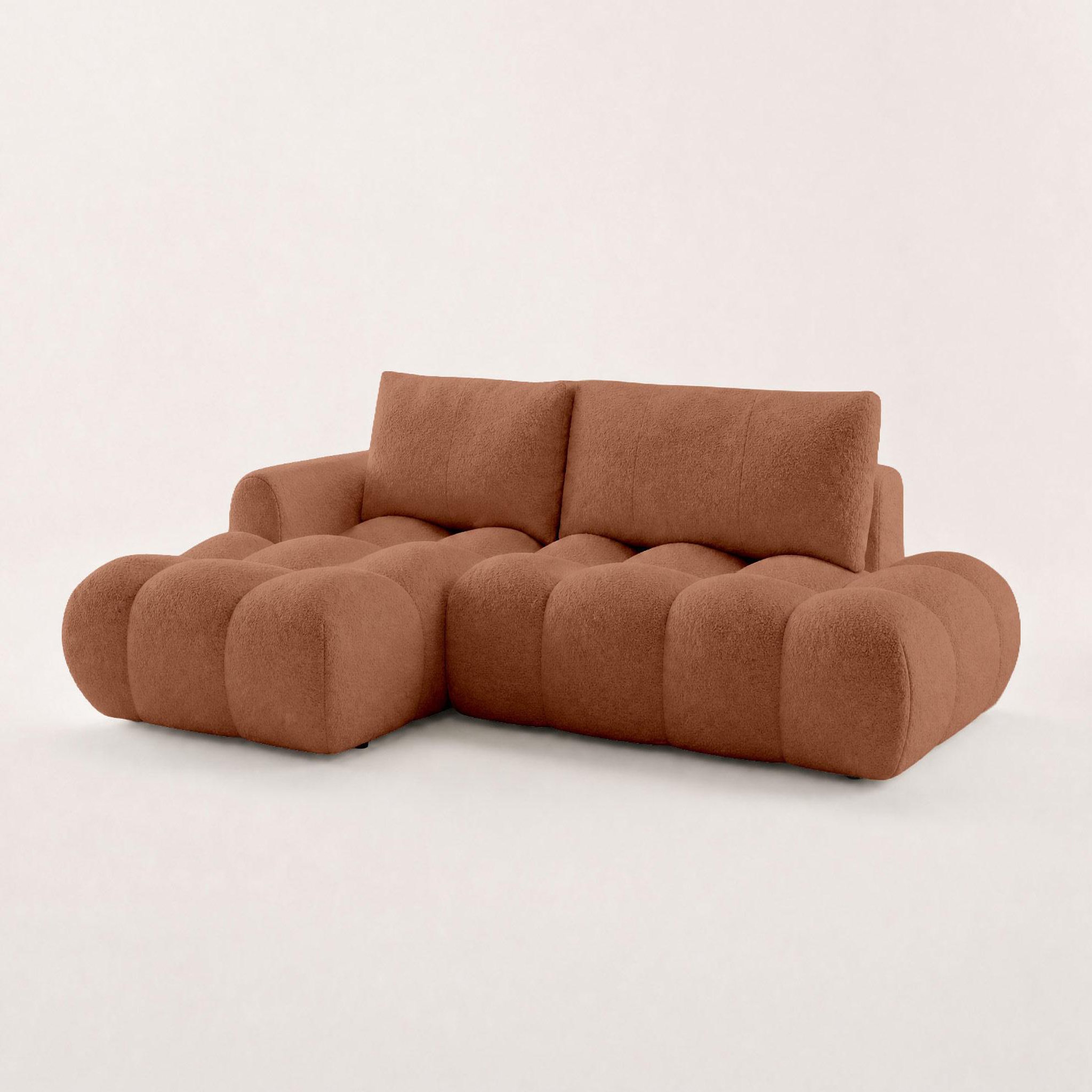 Voir la diapositive 3 : BEST MOBILIER Yulin - canapé d'angle ouvert gauche 4 places convertible avec coffre en tissu bouclette