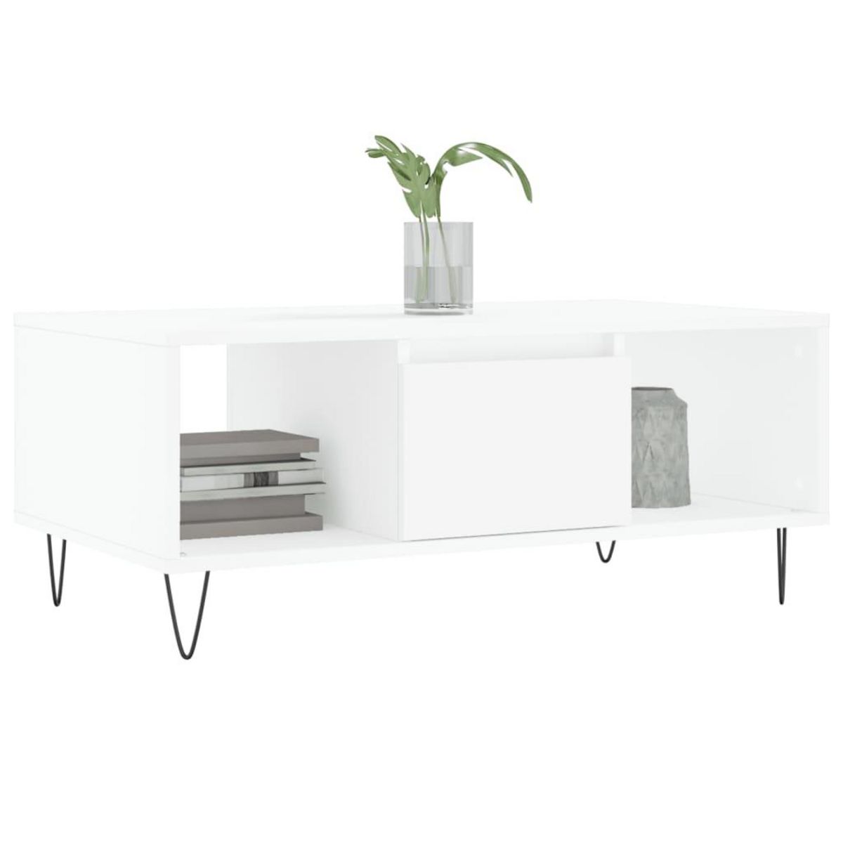 VIDAXL Table basse Blanc 90x50x36,5 cm Bois d'ingenierie