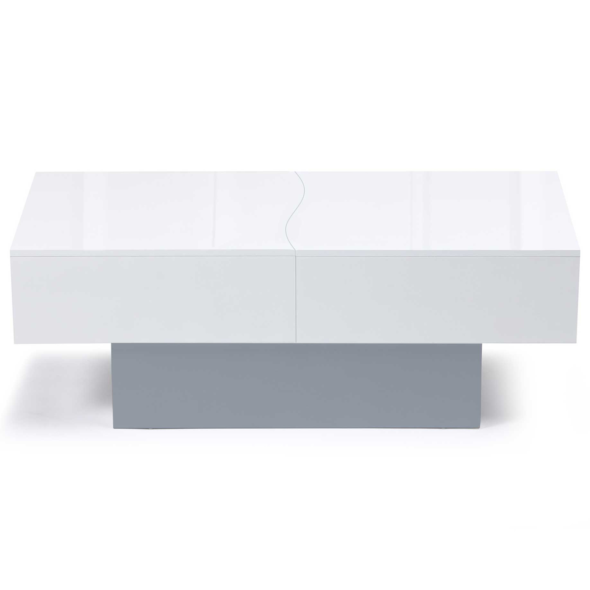 Voir la diapositive 3 : ID MARKET Table basse coulissante rectangulaire marta bois gris et plateau blanc