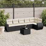 VIDAXL Salon de jardin 7 pcs avec coussins noir resine tressee