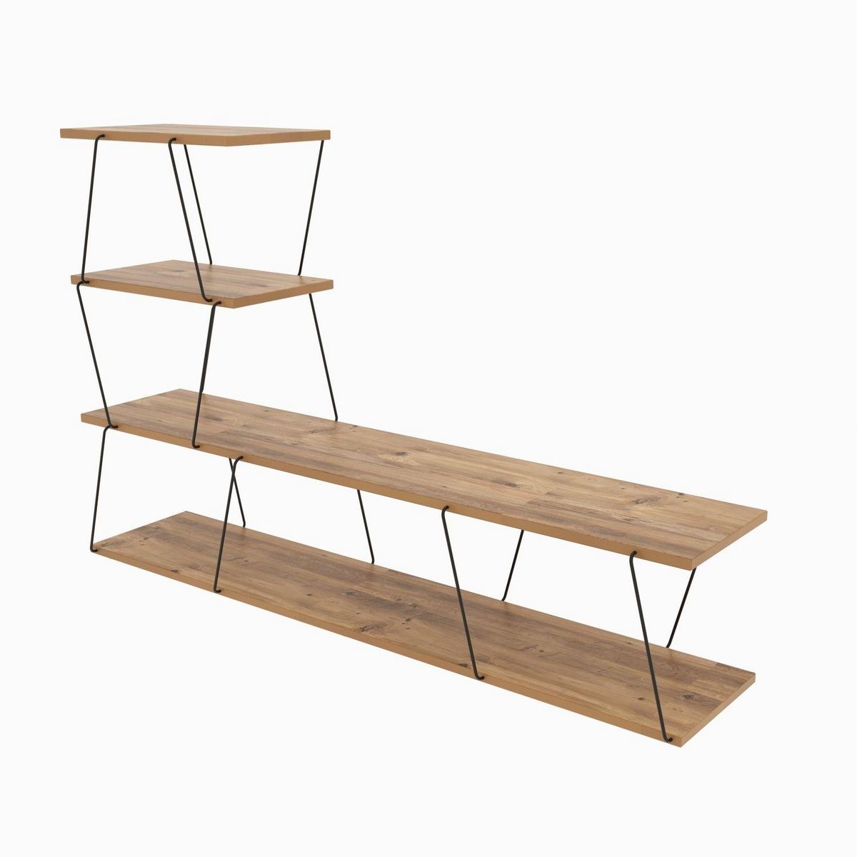 TOILINUX Meuble TV suspendu en bois et métal VICTOR