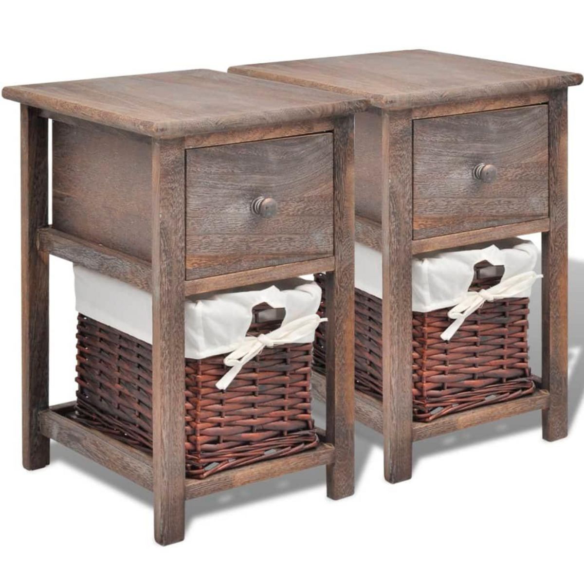 VIDAXL Table de chevet 2 pcs Bois Marron