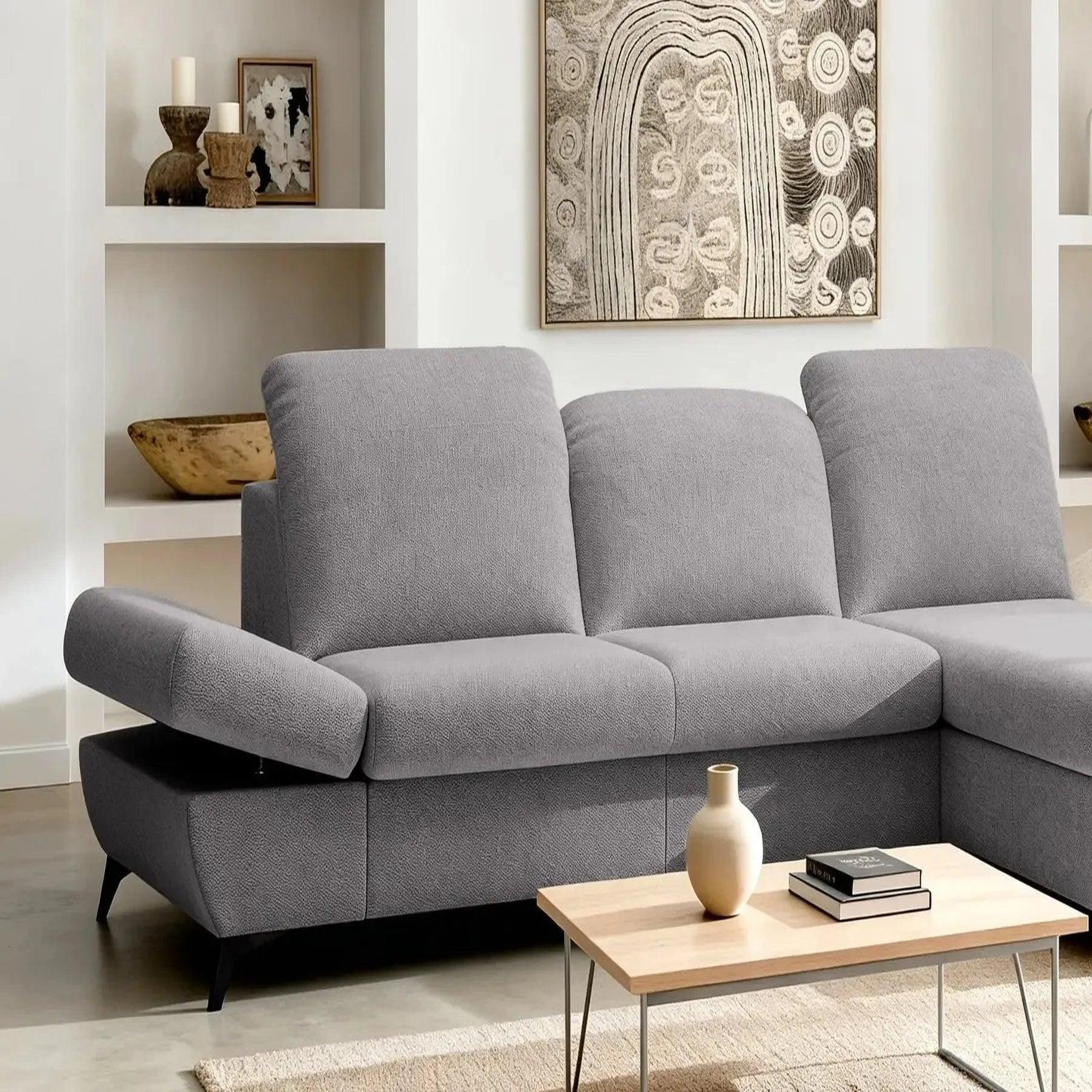 Voir la diapositive 3 : CASANOVA PARIS Livia - canapé d'angle convertible tissu chiné