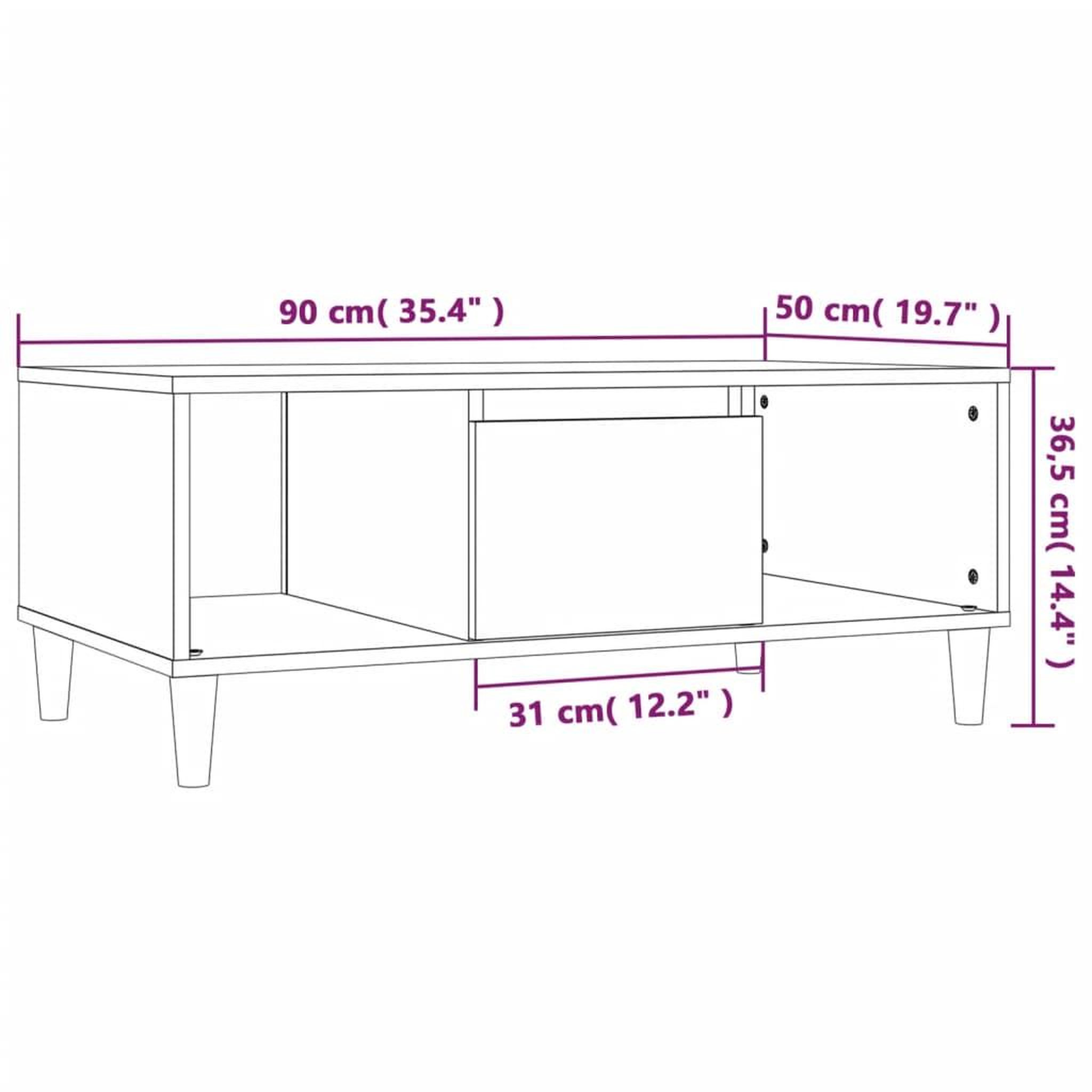 Voir la diapositive 6 : VIDAXL Table basse Noir 90x50x36,5 cm Bois d'ingenierie