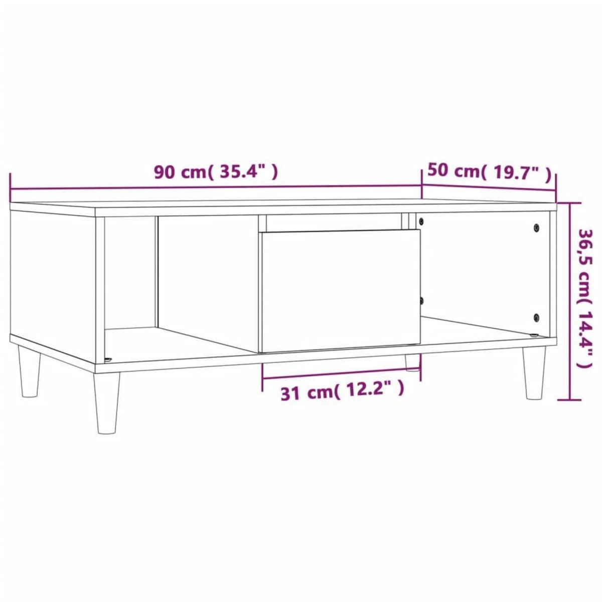 VIDAXL Table basse Noir 90x50x36,5 cm Bois d'ingenierie