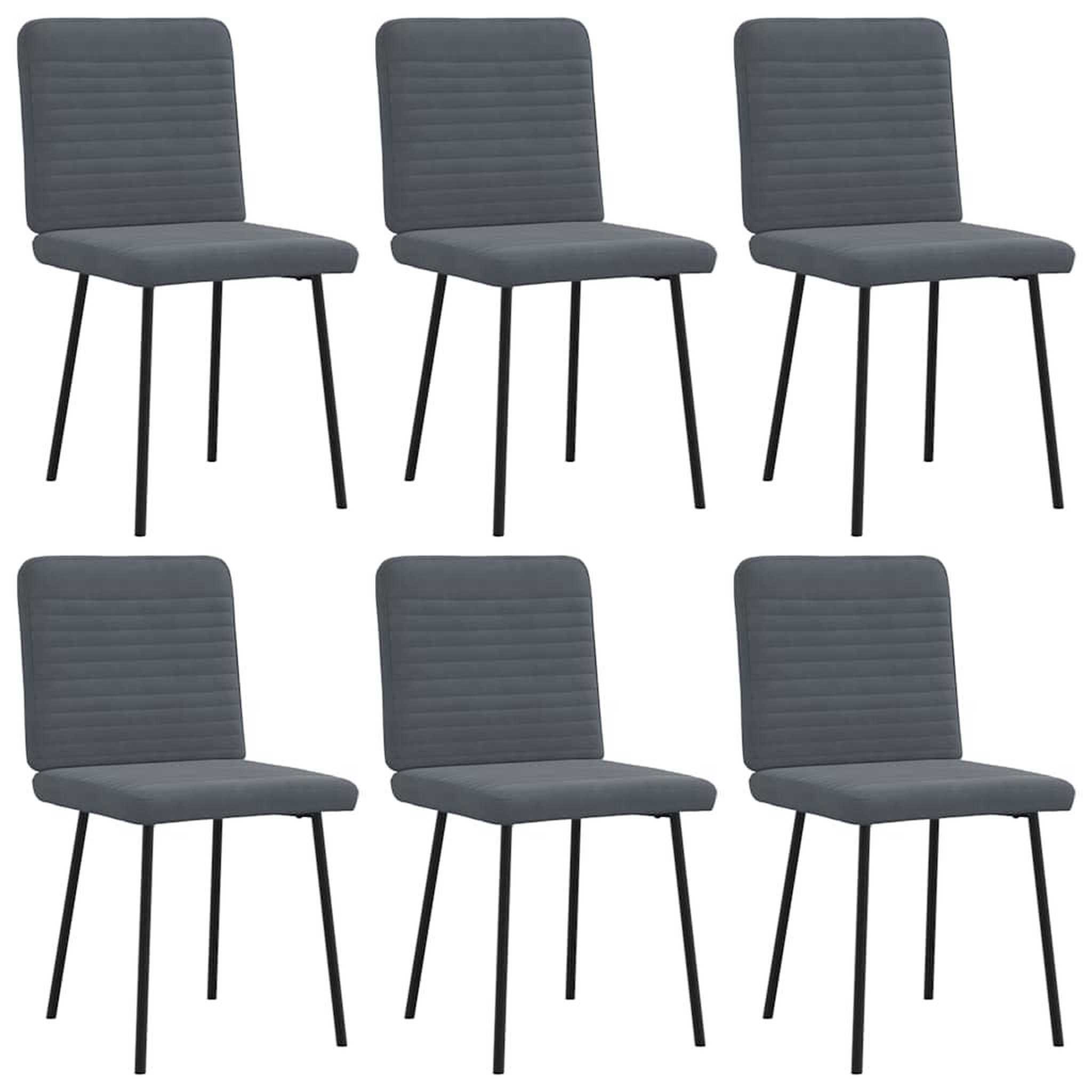 VIDAXL Chaises a manger lot de 6 gris fonce velours