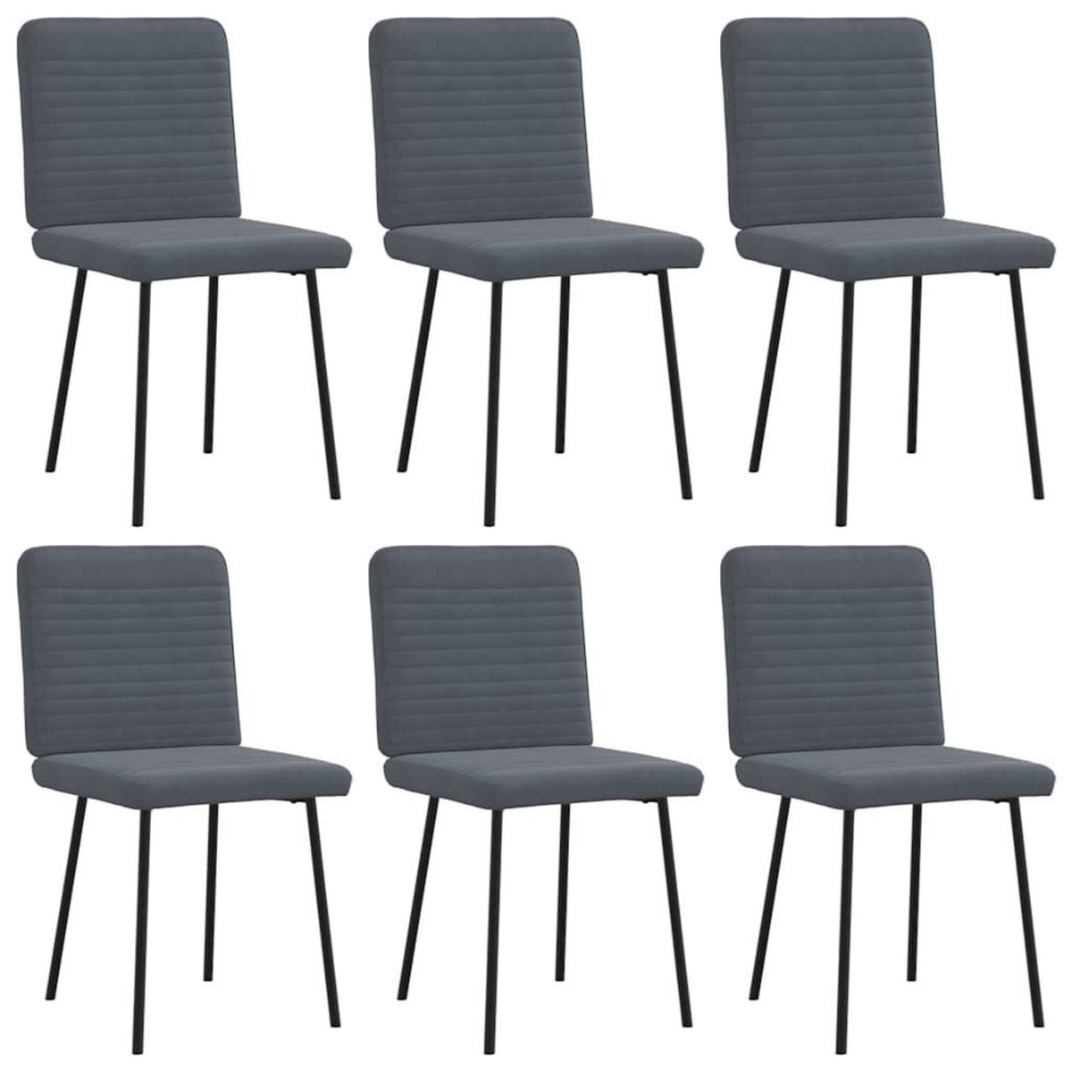 VIDAXL Chaises a manger lot de 6 gris fonce velours