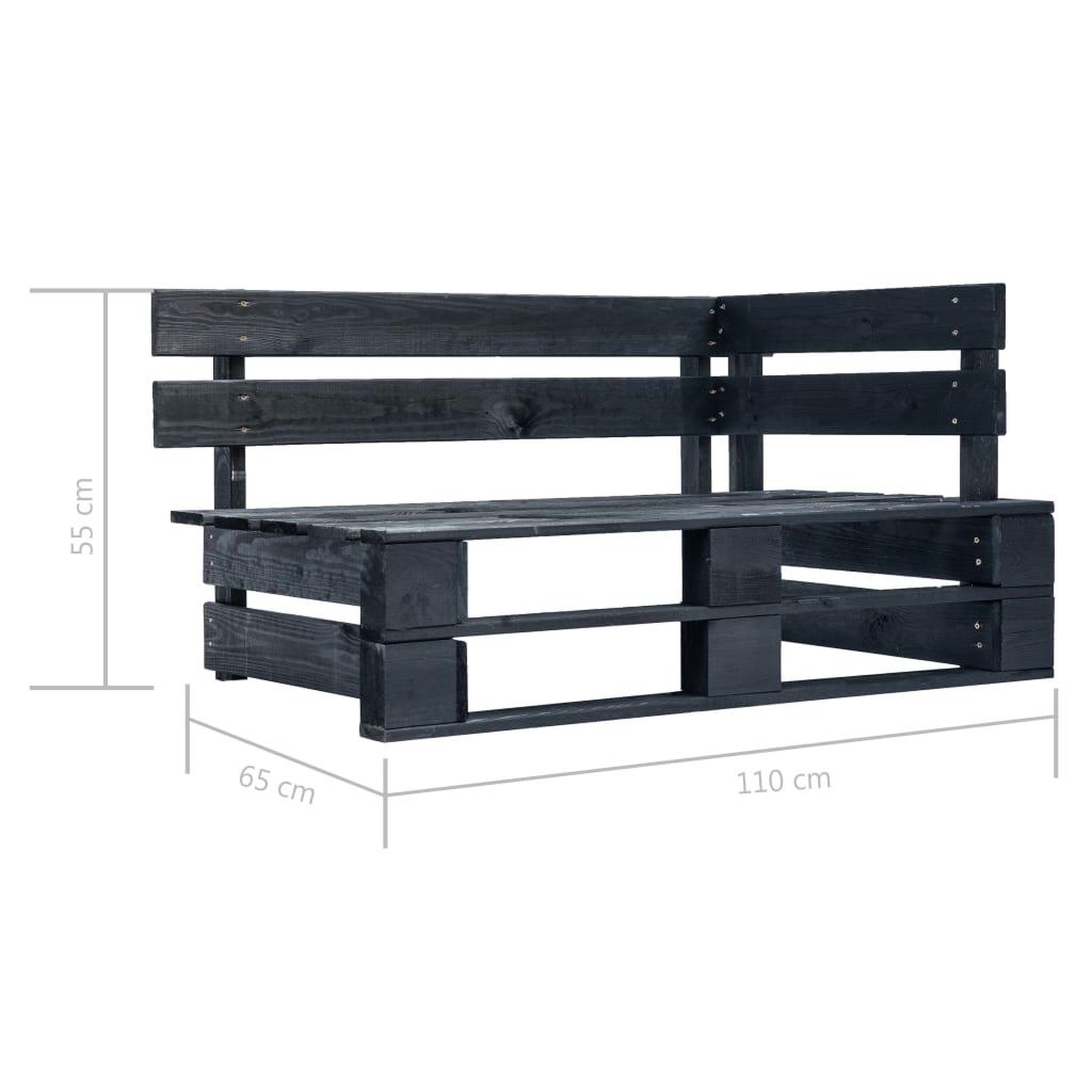 Voir la diapositive 6 : VIDAXL Canape d'angle palette de jardin noir bois de pin impregne