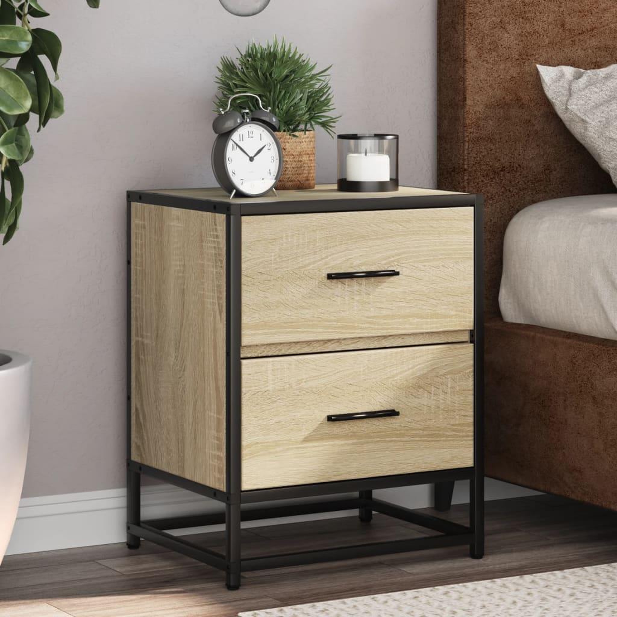 Voir la diapositive 1 : VIDAXL Tables de chevet 2 pcs chene sonoma 40x31x50 cm bois ingenierie