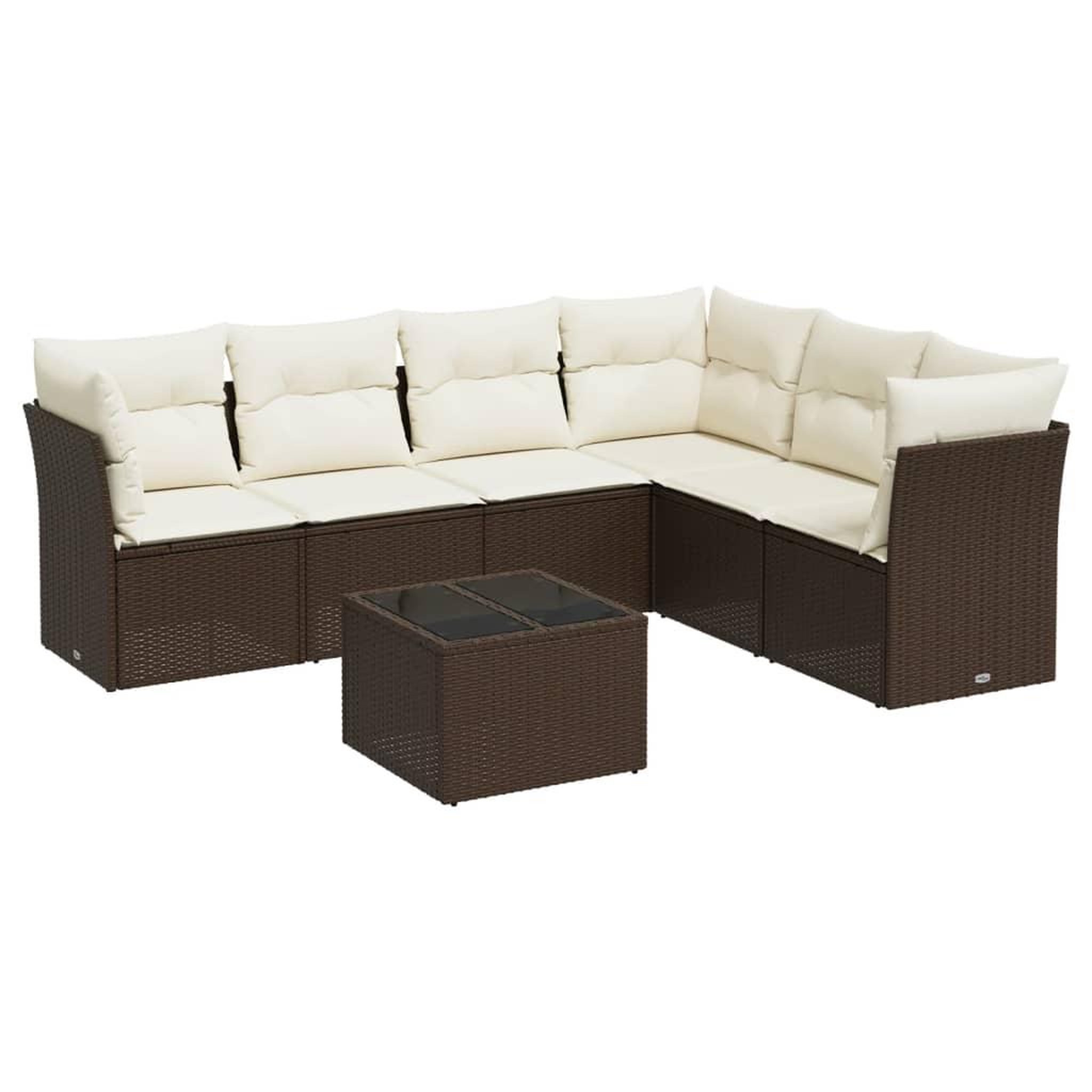 Voir la diapositive 2 : VIDAXL Salon de jardin avec coussins 7 pcs marron resine tressee