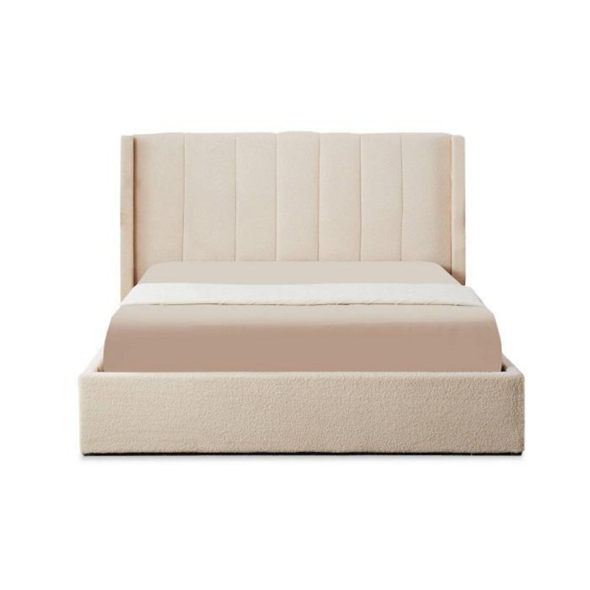 Paris Prix Lit Double Coffre Tissu Bouclette  Somia  160x200cm Crème