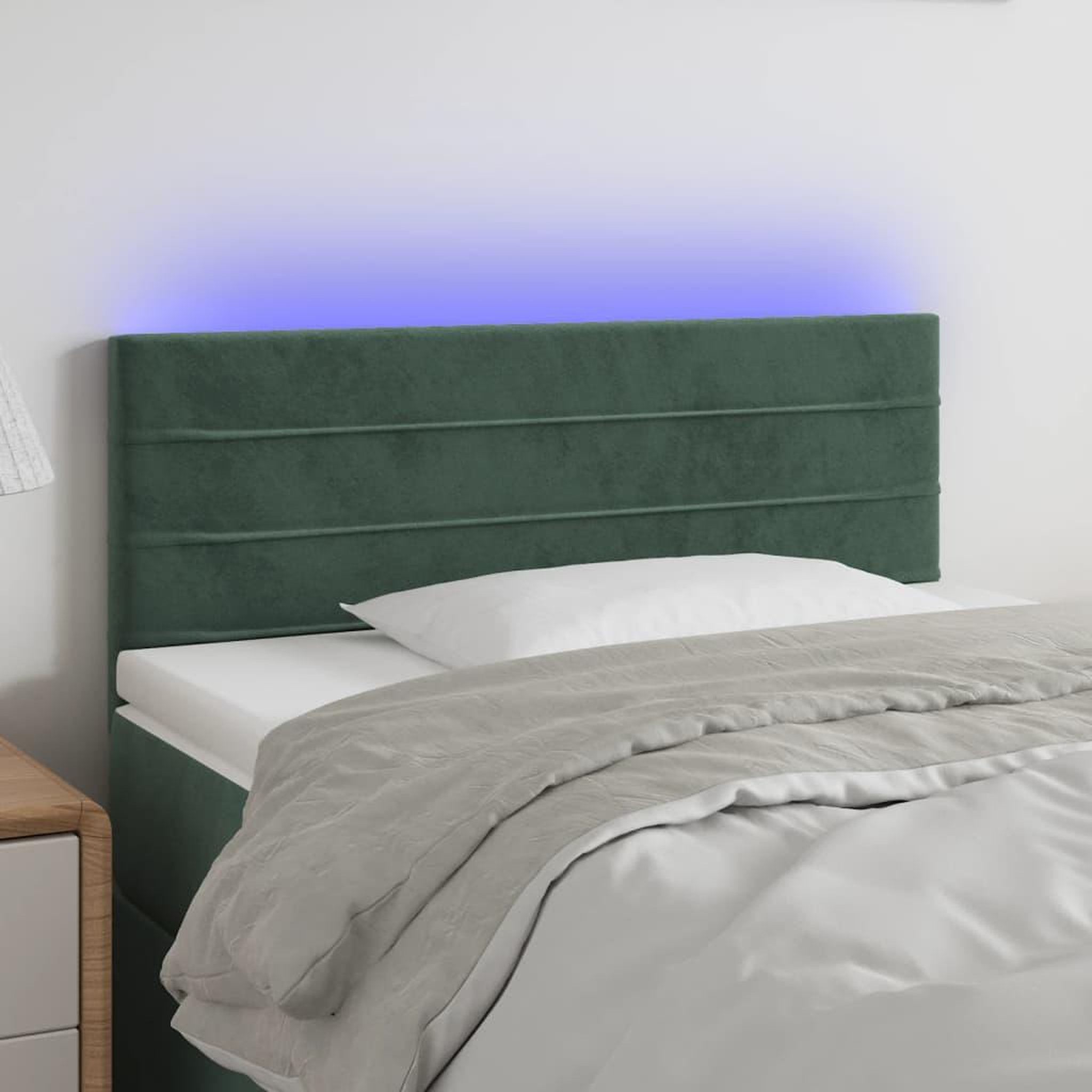 Voir la diapositive 1 : VIDAXL Tete de lit a LED Vert fonce 90x5x78/88 cm Velours