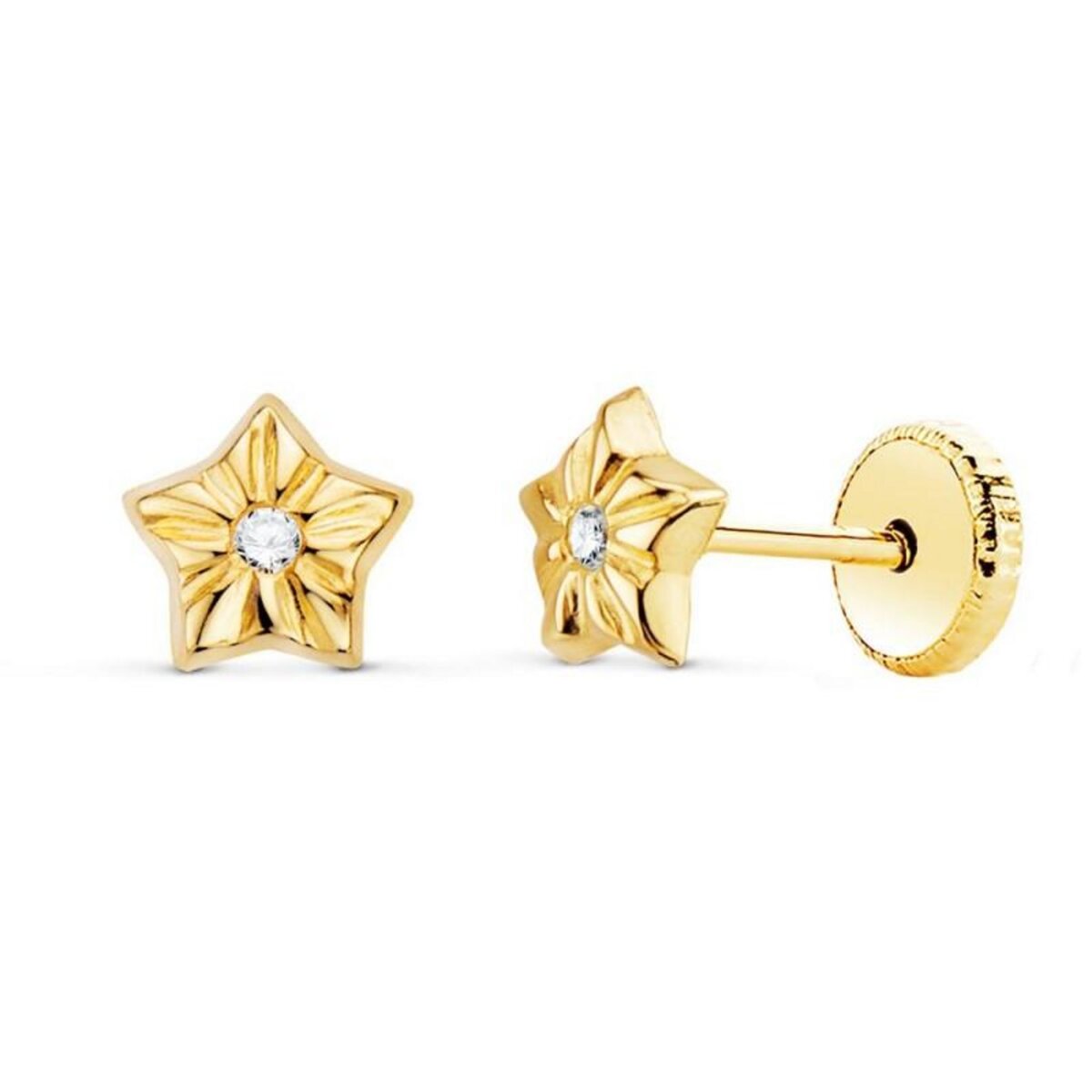 L'ATELIER D'AZUR Boucles d'Oreilles Or 18 Carats 750/000 Jaune Motif Etoile - Fille
