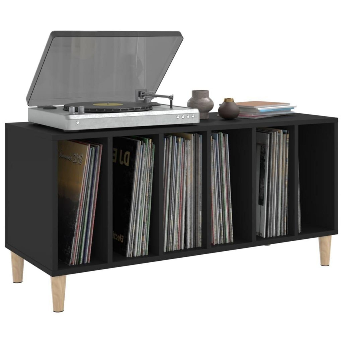 VIDAXL Armoire a disques noir 100x38x48 cm bois d'ingenierie