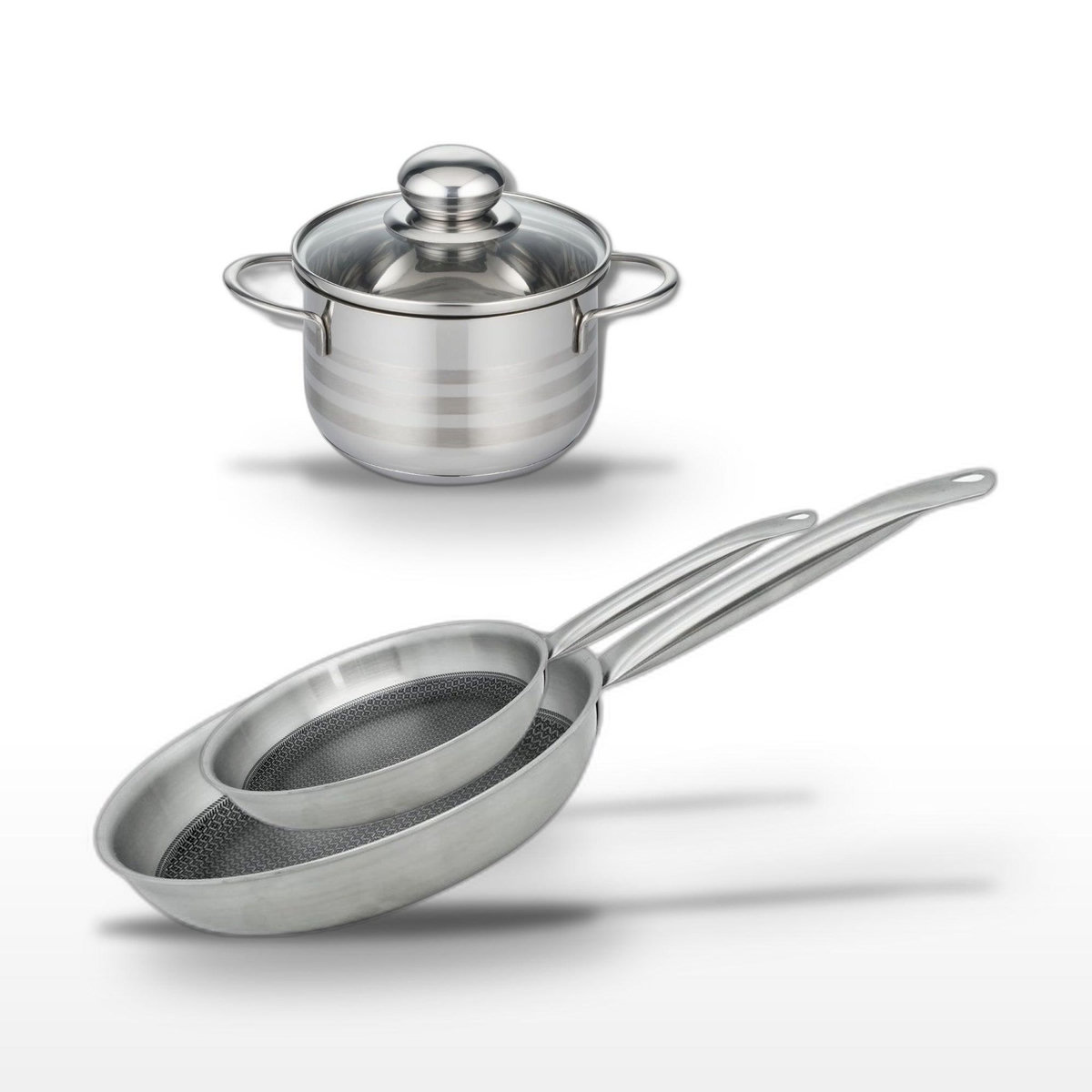 ELO Lot 2 Poêles 24/28cm et Faitout 12cm Elo Relief Solution