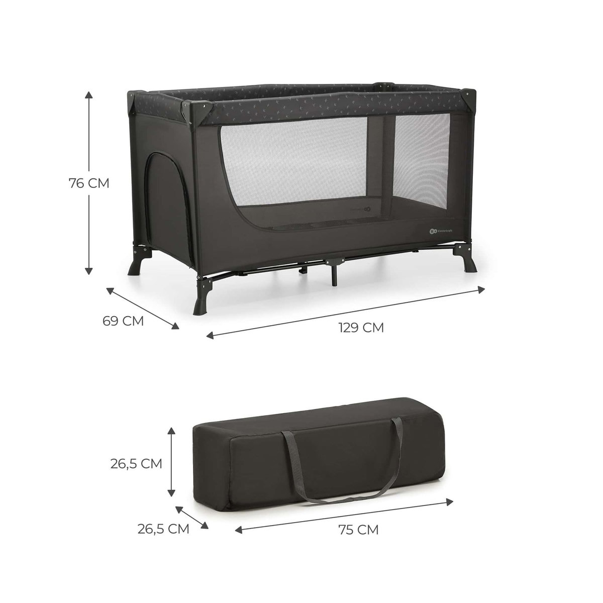 KINDERKRAFT Lit parapluie pliant pour bebe lit de voyage et parc