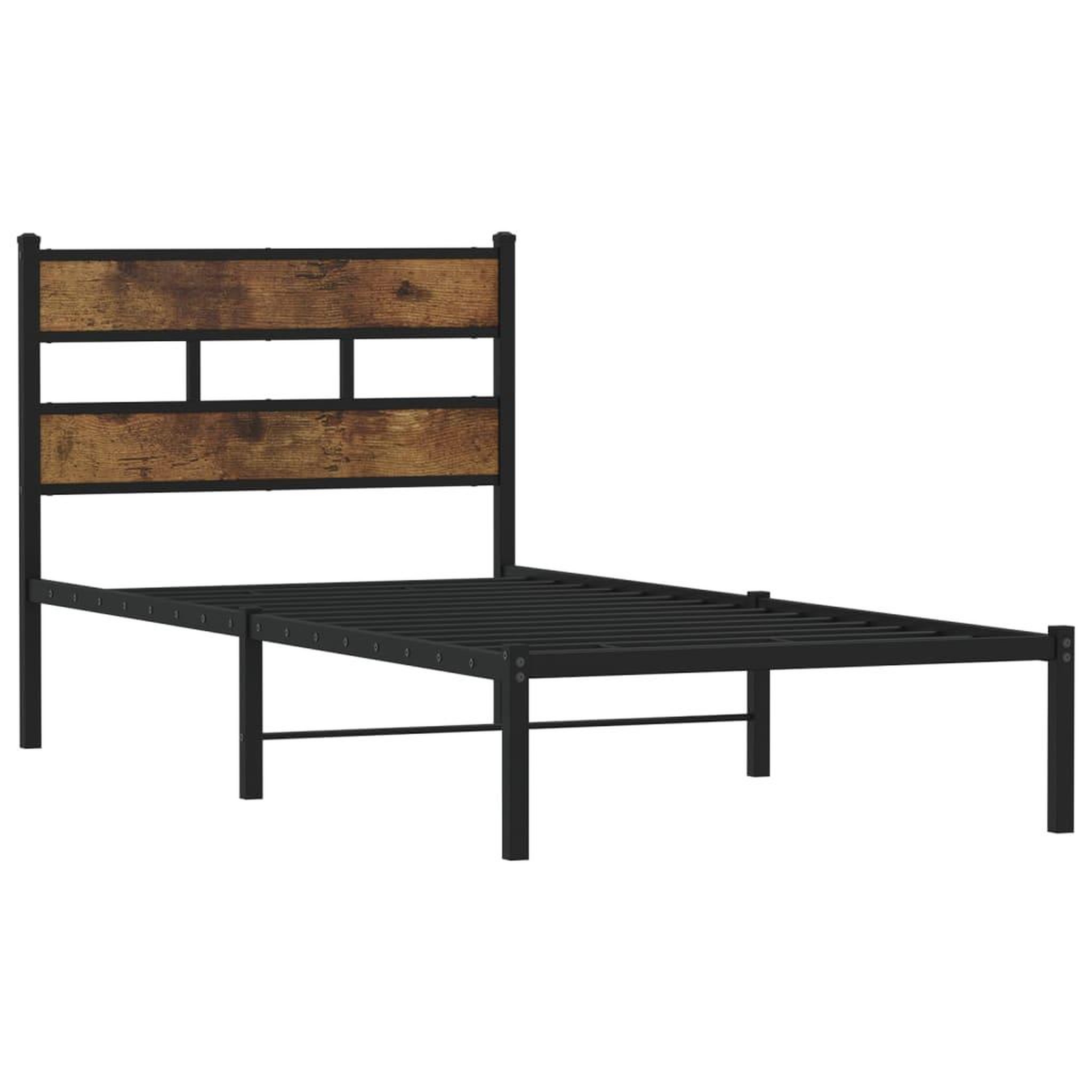 Voir la diapositive 3 : VIDAXL Cadre de lit en metal sans matelas chene fume 80x200 cm