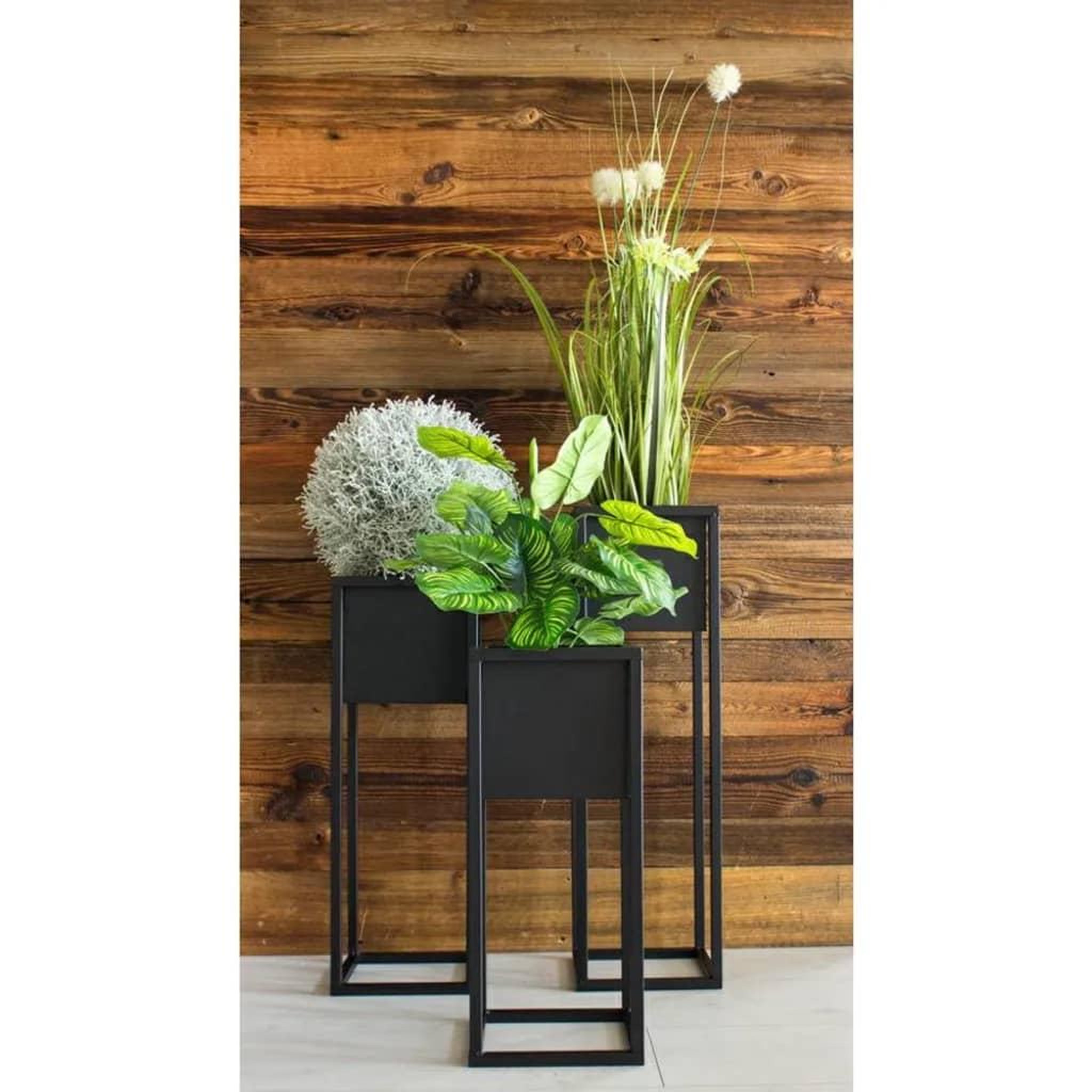 Voir la diapositive 2 : H&S Collection H&S Collection Pot de fleurs sur pied Metal Noir 50 cm