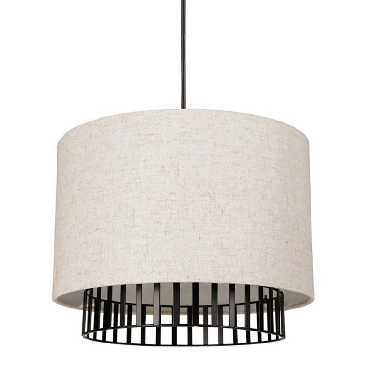 OSTARIA Suspension cylindrique métal lin Alma noire beige