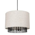 OSTARIA Suspension cylindrique métal lin Alma noire beige