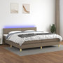 Voir la diapositive 2 : VIDAXL Sommier a lattes de lit et matelas et LED Taupe 200x200cm Tissu
