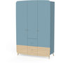 Voir la diapositive 2 : Armoire bébé enfant 3 portes 4 tiroirs bleu LINIA 