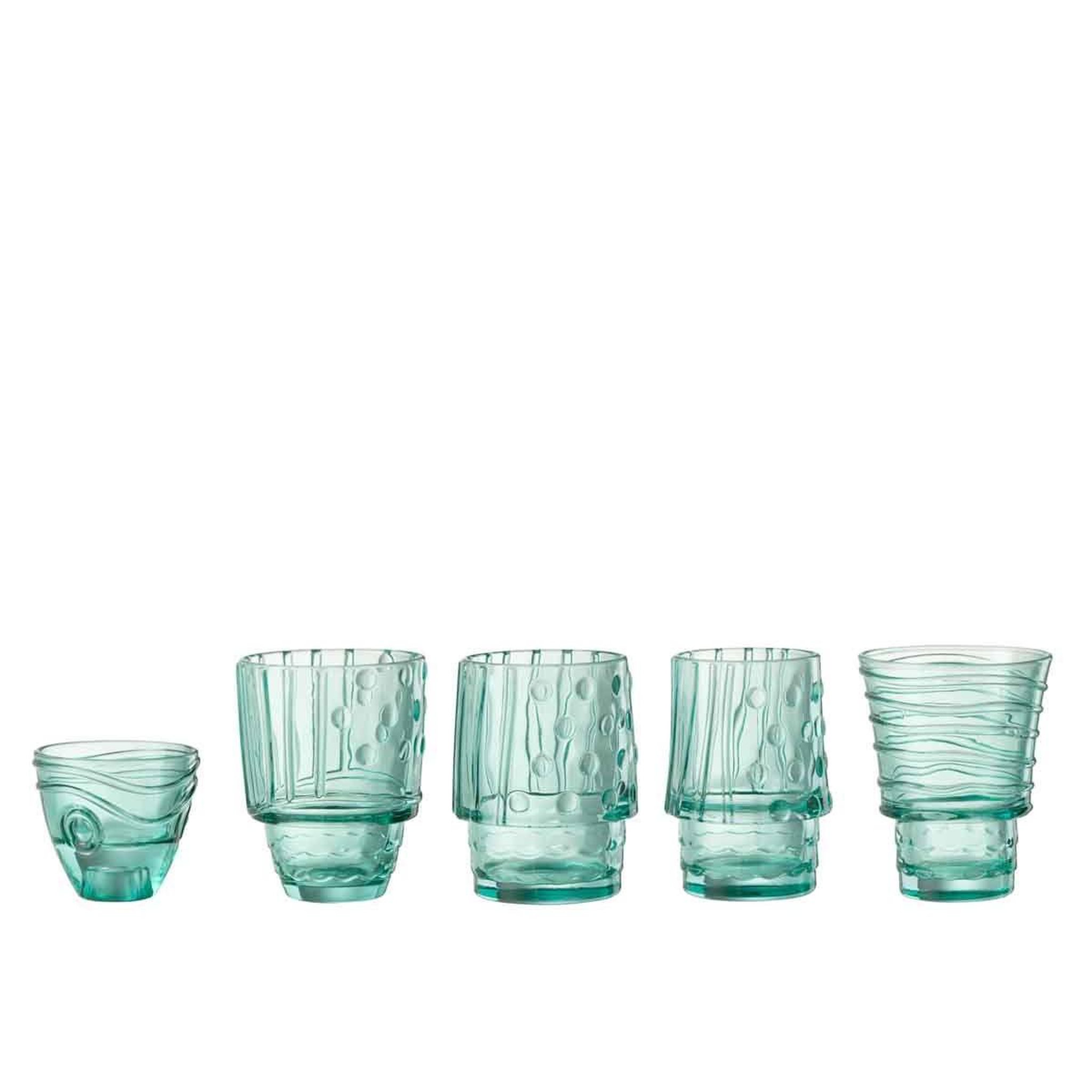Voir la diapositive 2 : J-LINE Lot de 4 verres design  poisson  36cm bleu azur