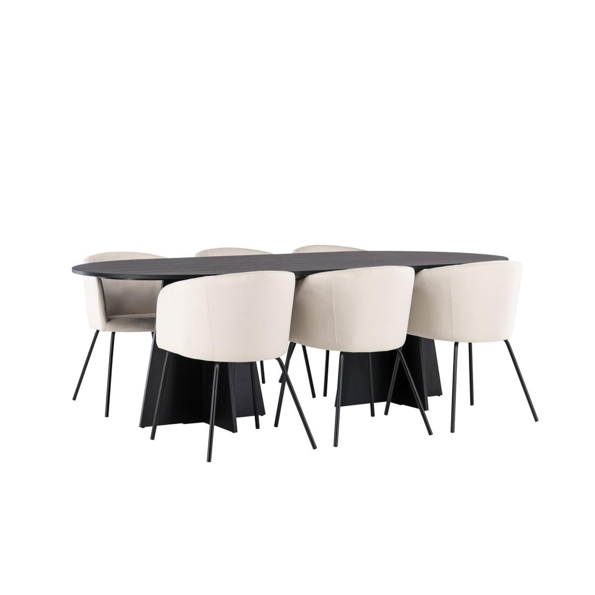 Voir la diapositive 3 : Paris Prix Ensemble table à manger & 6 chaises  bootcut & berit  230cm noir & beige clair