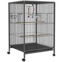Voir la diapositive 1 : PAWHUT Cage à oiseaux sur roulettes - volière mobile - nombreux accessoires - dim. 48x46x74cm - acier époxy gris noir