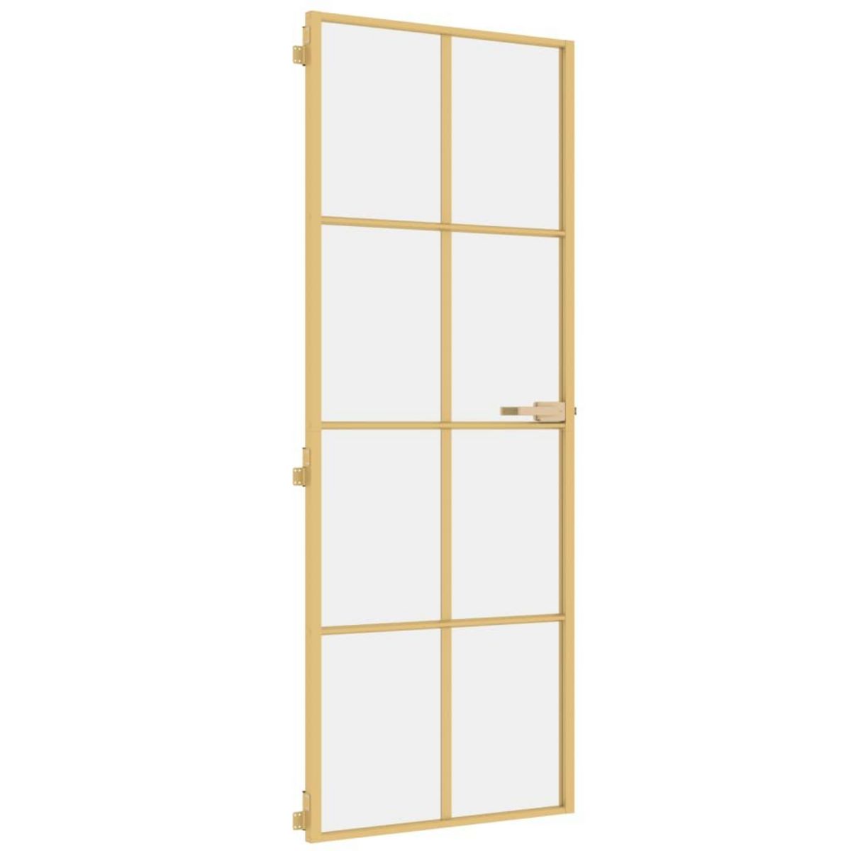 VIDAXL Porte interieure mince dore 76x201,5 cm verre trempe aluminium