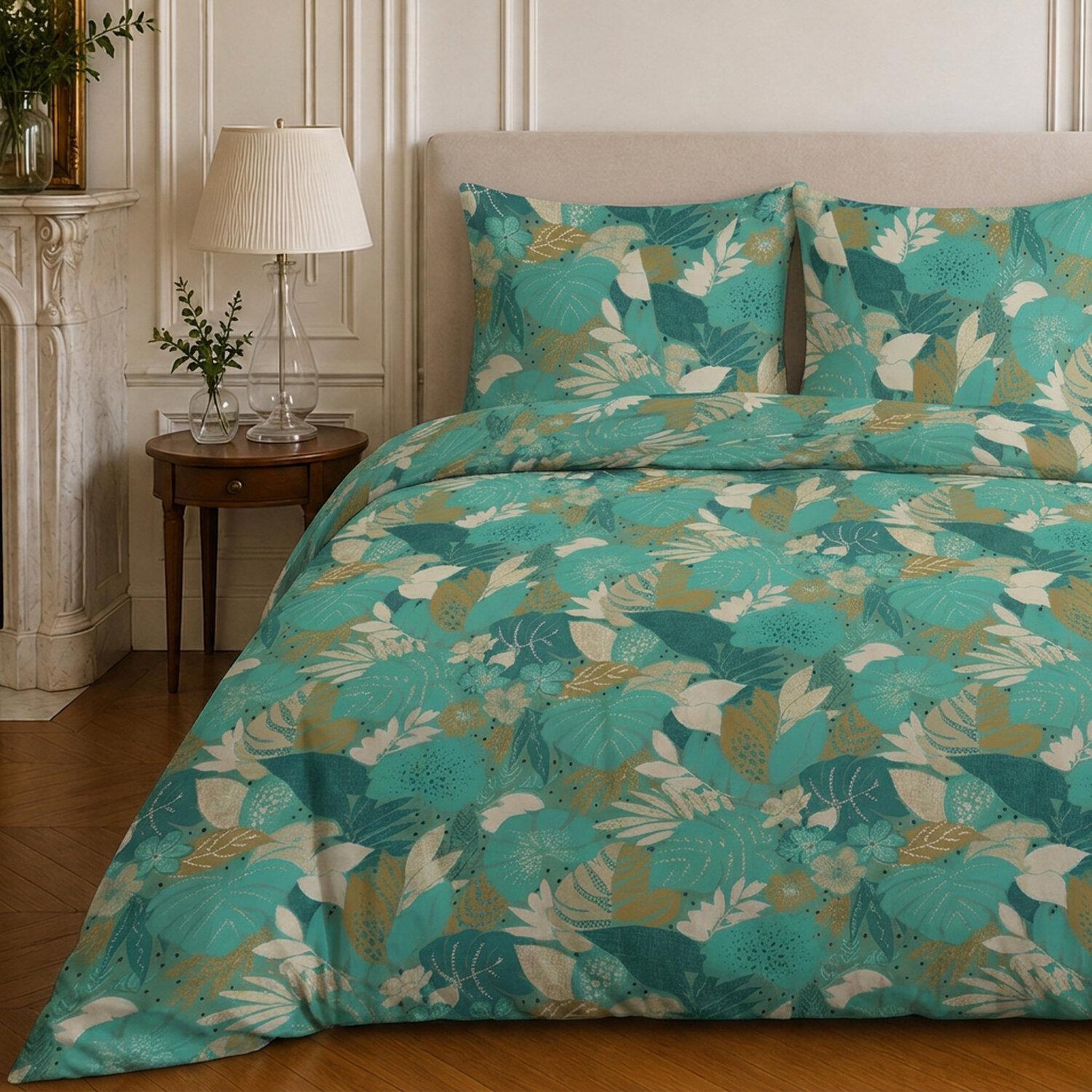 Voir la diapositive 3 : Home collection Parure housse de couette imprimée 100% microfibre - ivy - 220x240 cm