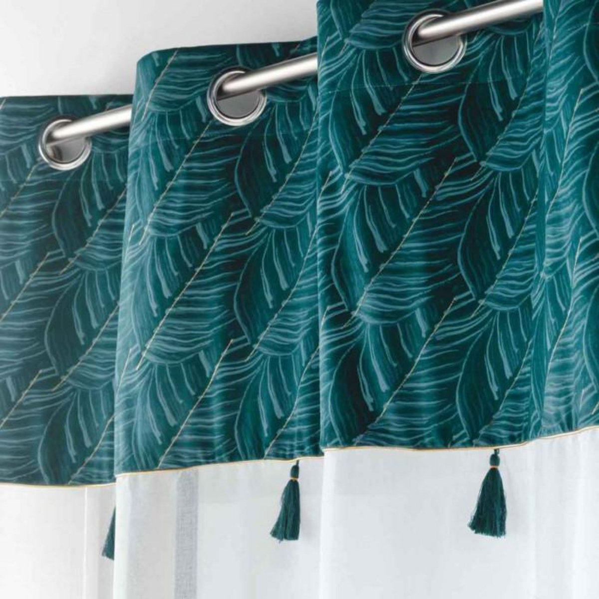 Paris Prix Rideau Voilage à Œillets  Palmina  140x240cm Bleu