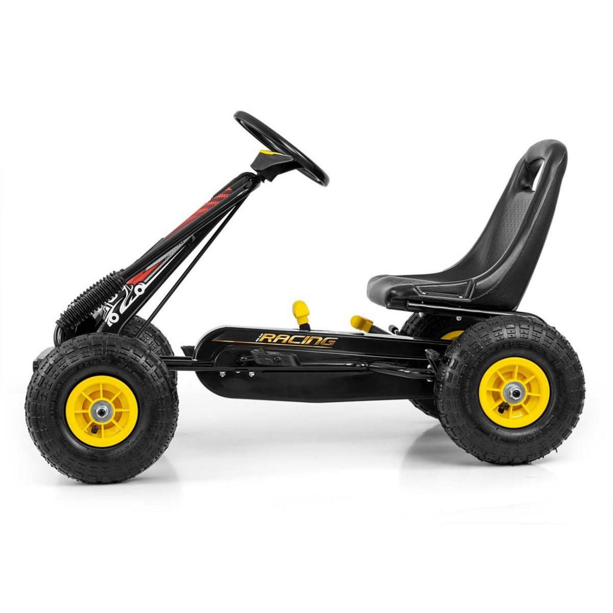 MILLY MALLY Kart à Pédales Sportif Thor en Noir et Jaune pour Enfants de 3 à 8 Ans
