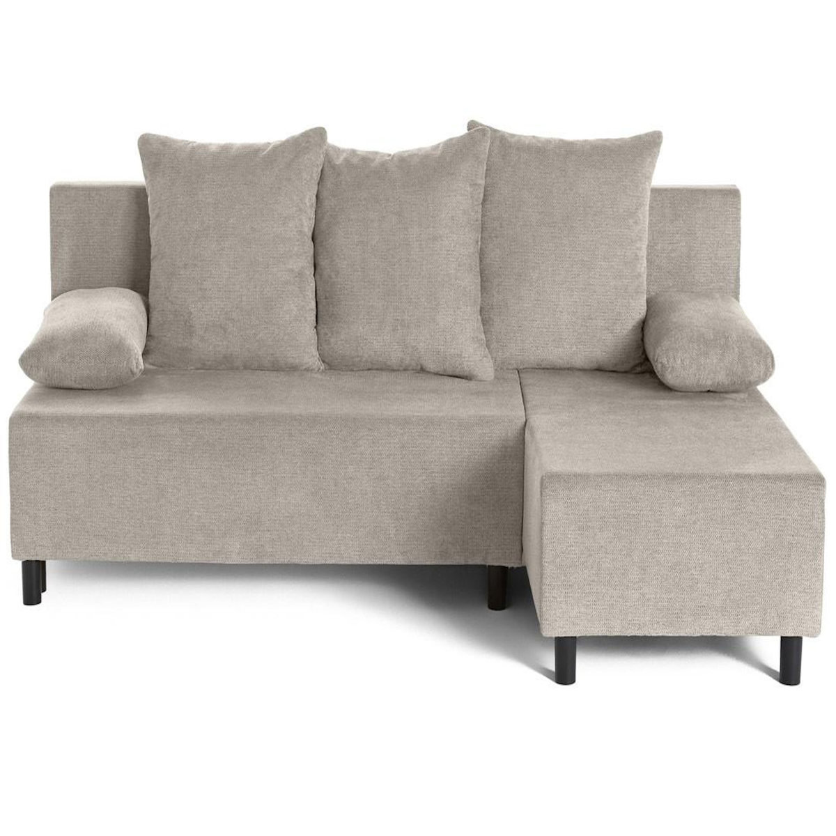 BEST MOBILIER Gloria - canapé d'angle réversible 4 places convertible avec coffre en tissu texturé