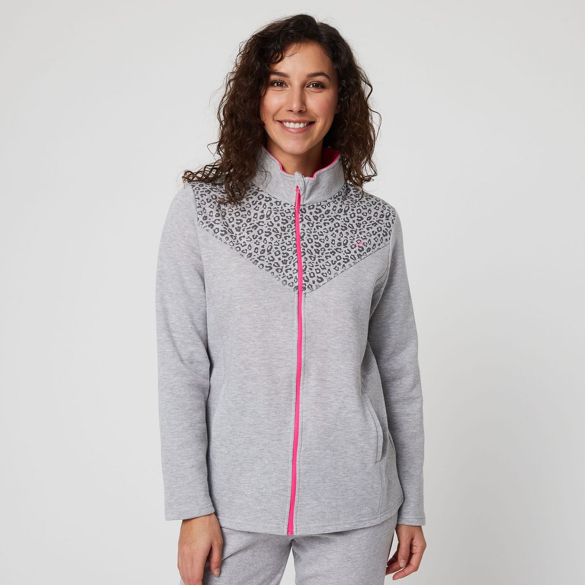 IN EXTENSO Sweat de sport zippé gris chiné femme