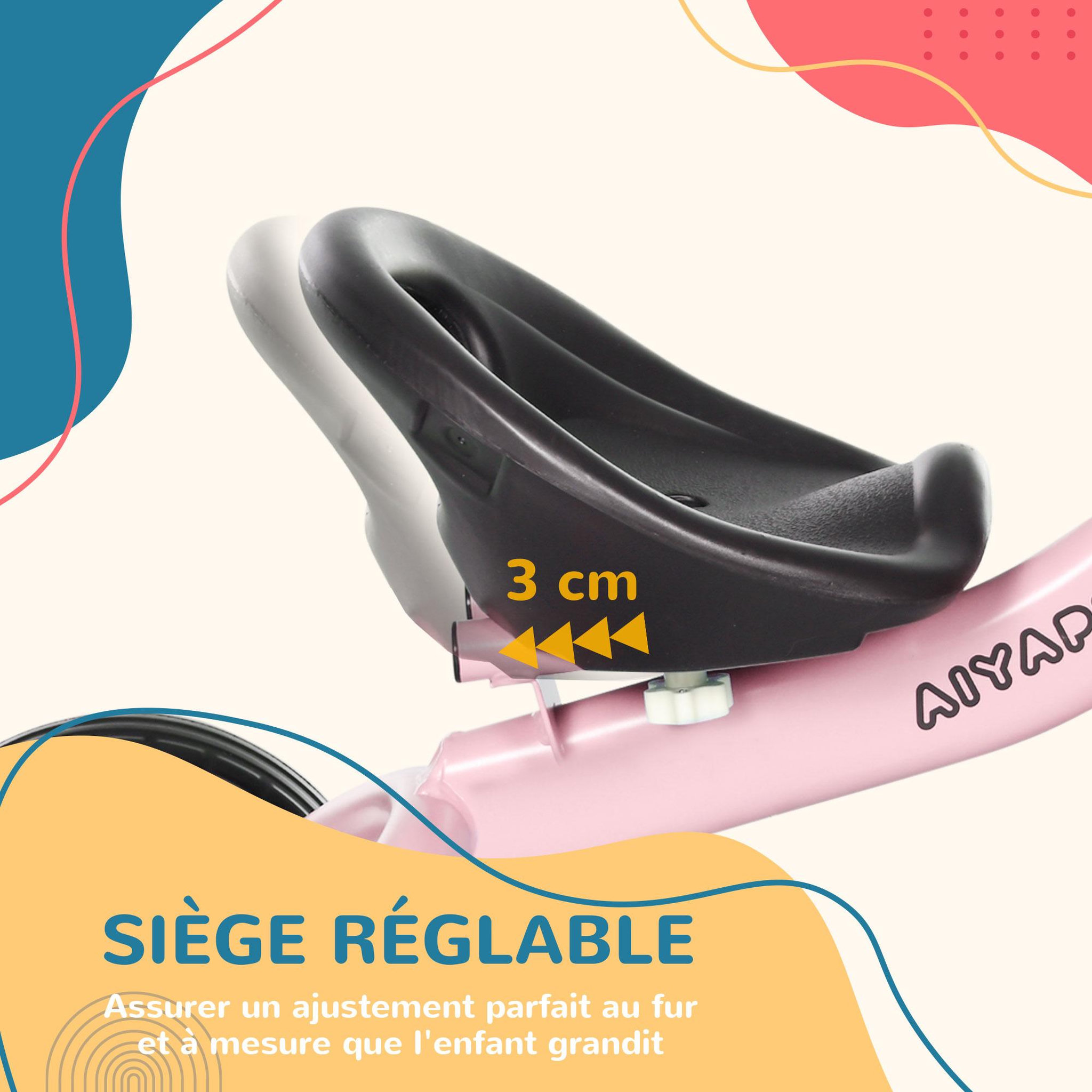 Voir la diapositive 6 : HOMCOM Tricycle enfant multi-équipé garde-boue sonnette panier pédales antidérapantes siège réglable avec dossier métal rose