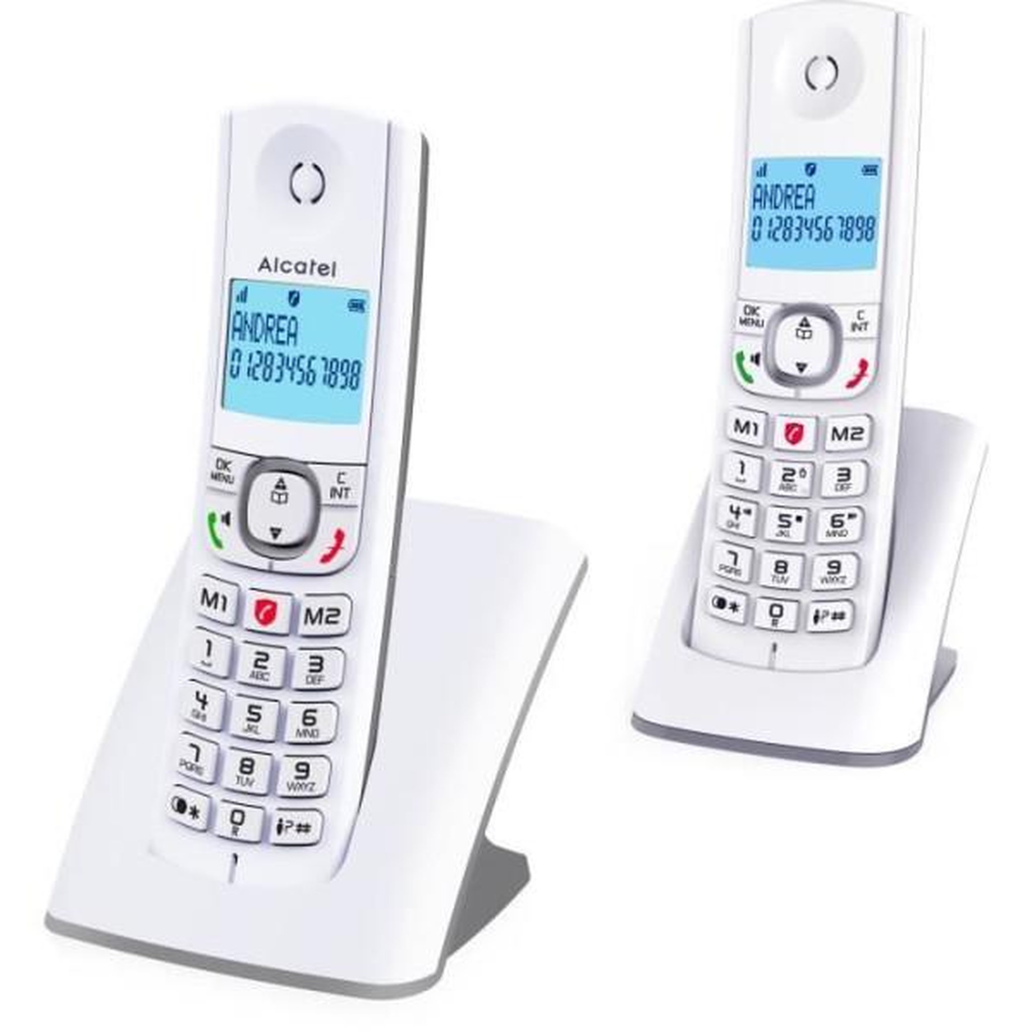 Alcatel Téléphone sans fil - ALCATEL - F530 Duo - 2 combinés, blocage d'appels, mains libres, 2 mémoires directes, Blanc/Gris
