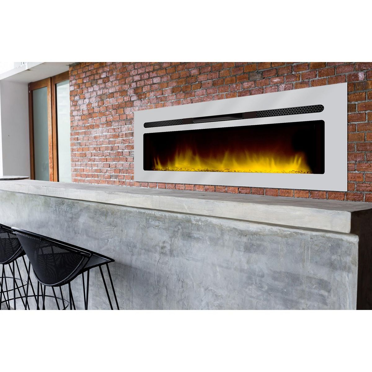 Chemin'arte Cheminée électrique encastrable 150cm inox - 149