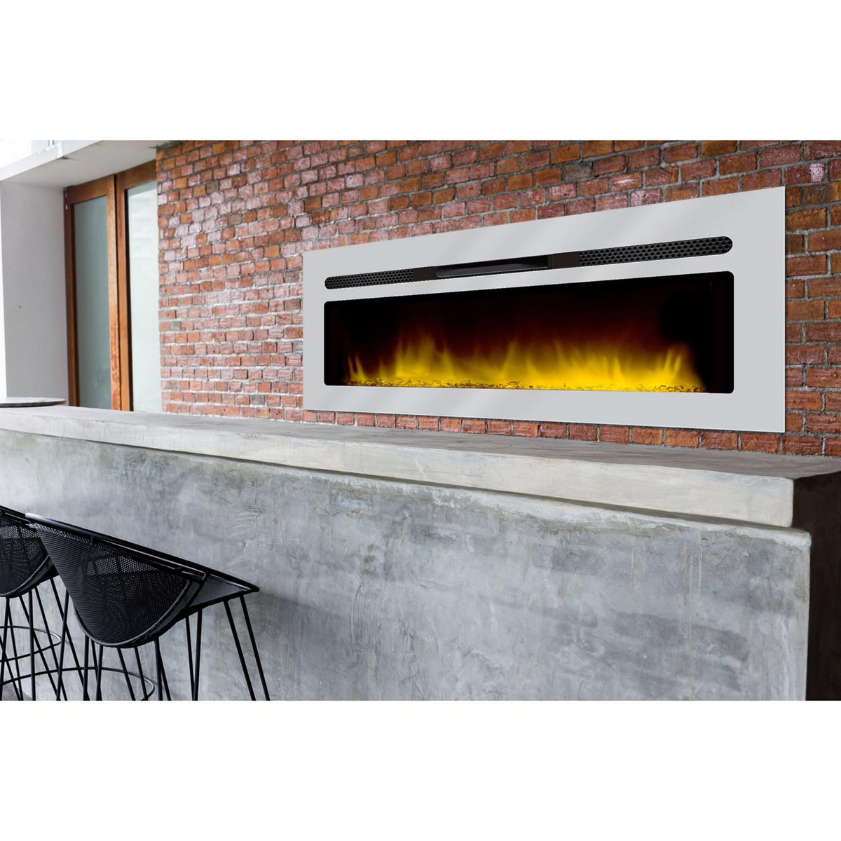 Chemin'arte Cheminée électrique encastrable 150cm inox - 149