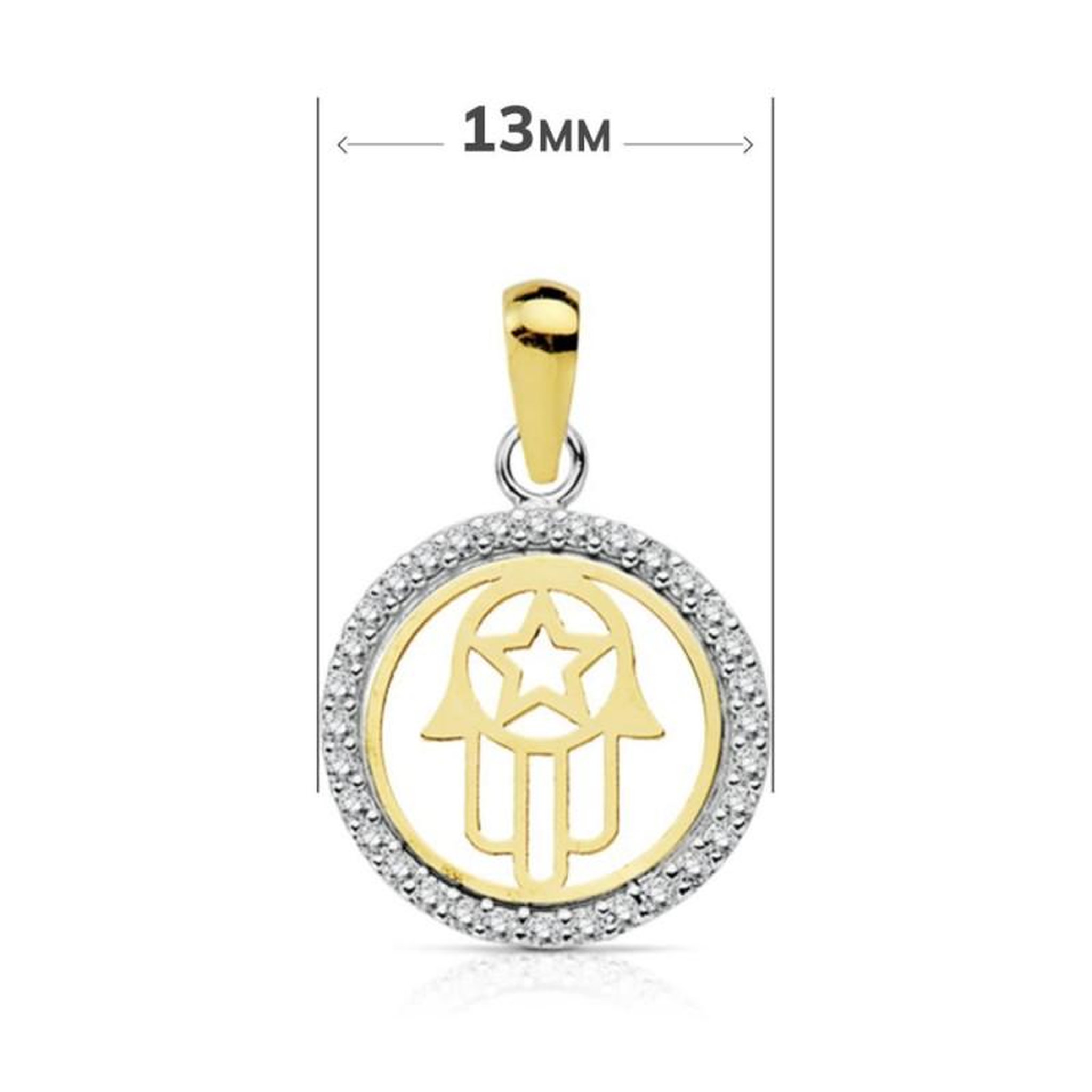 Voir la diapositive 2 : L'ATELIER D'AZUR Collier - Pendentif Or 18 Carats 750/000 Main de Fatma - Chaine Dorée