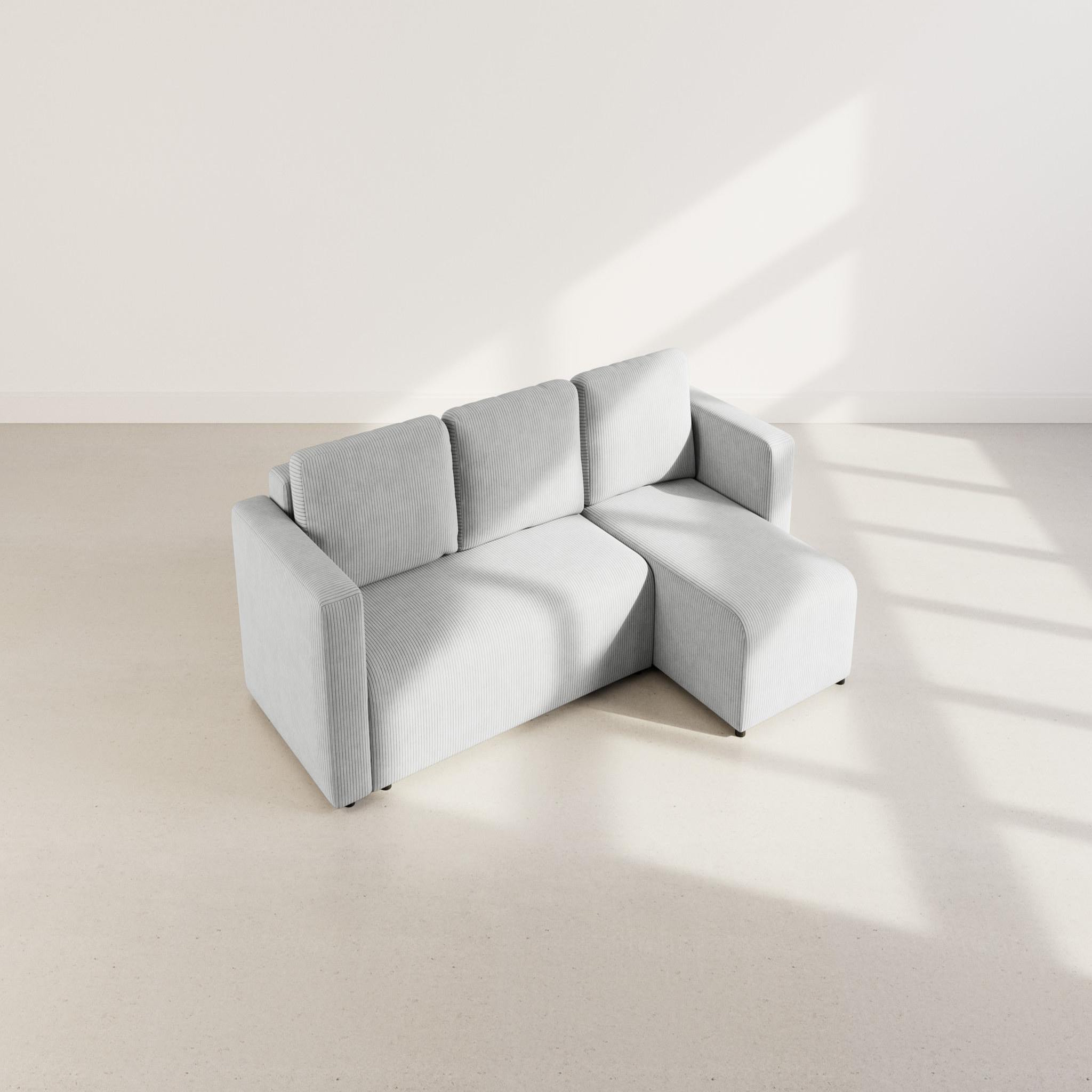 Voir la diapositive 6 : BEST MOBILIER Canopy - canapé d'angle réversible 4 places convertible avec coffre en velours côtelé