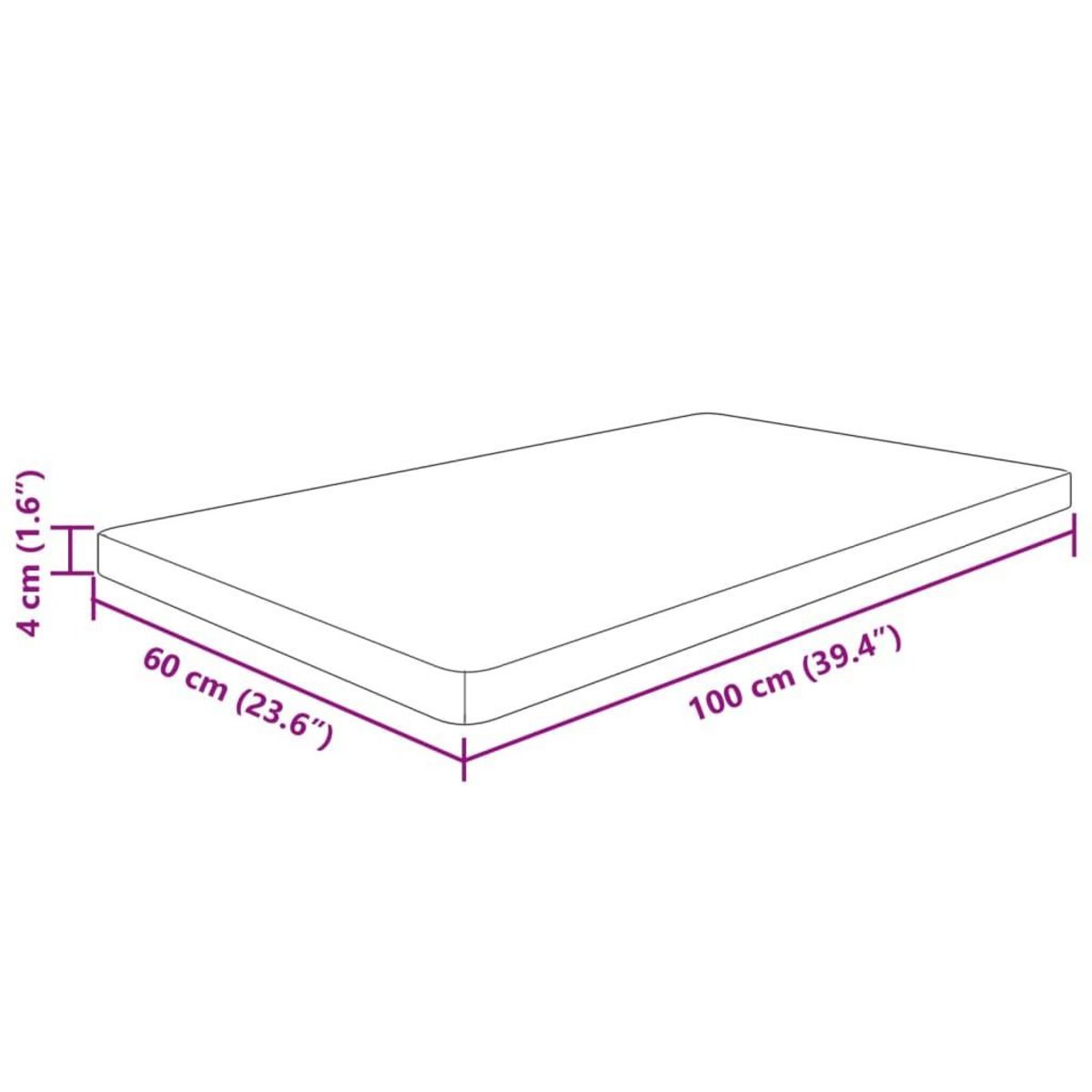 VIDAXL Comptoir de salle de bain 100x60x4 cm Bois massif non traite