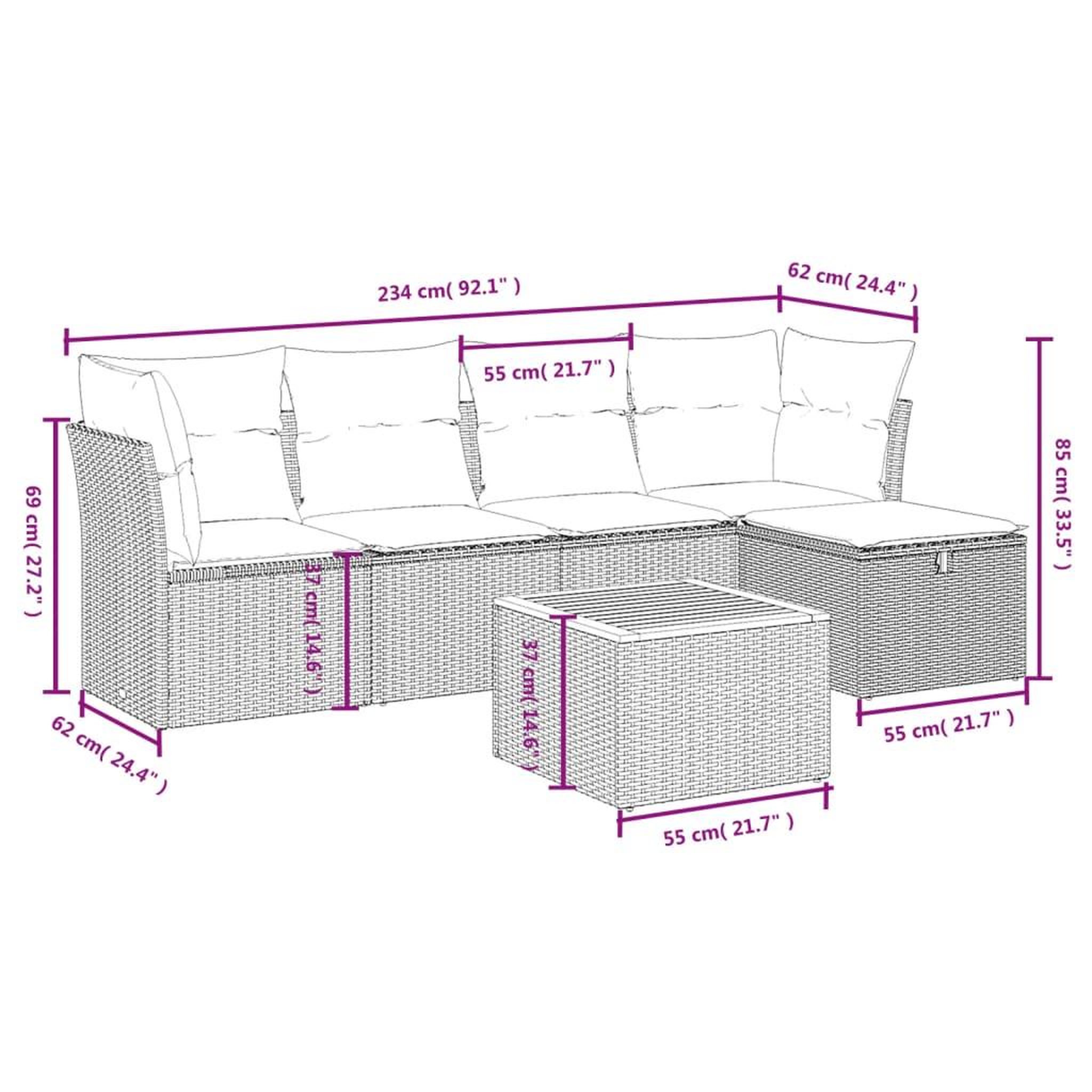 Voir la diapositive 5 : VIDAXL Salon de jardin 6 pcs avec coussins noir resine tressee