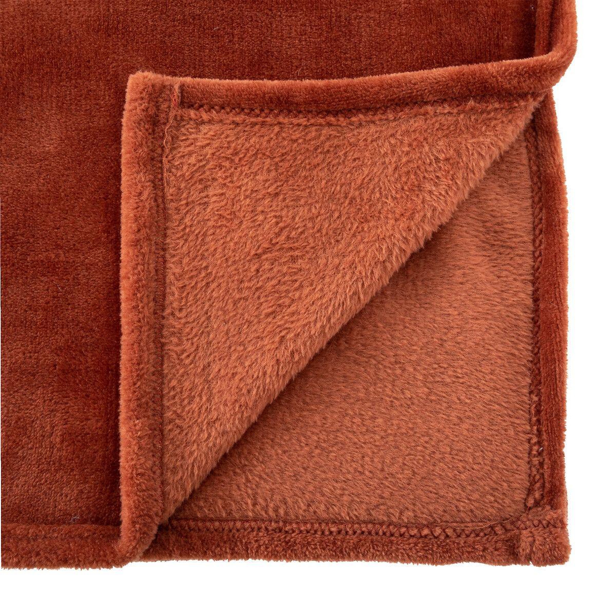 Voir la diapositive 2 : ATMOSPHERA Plaid doux uni  flanel  130x180cm terracotta