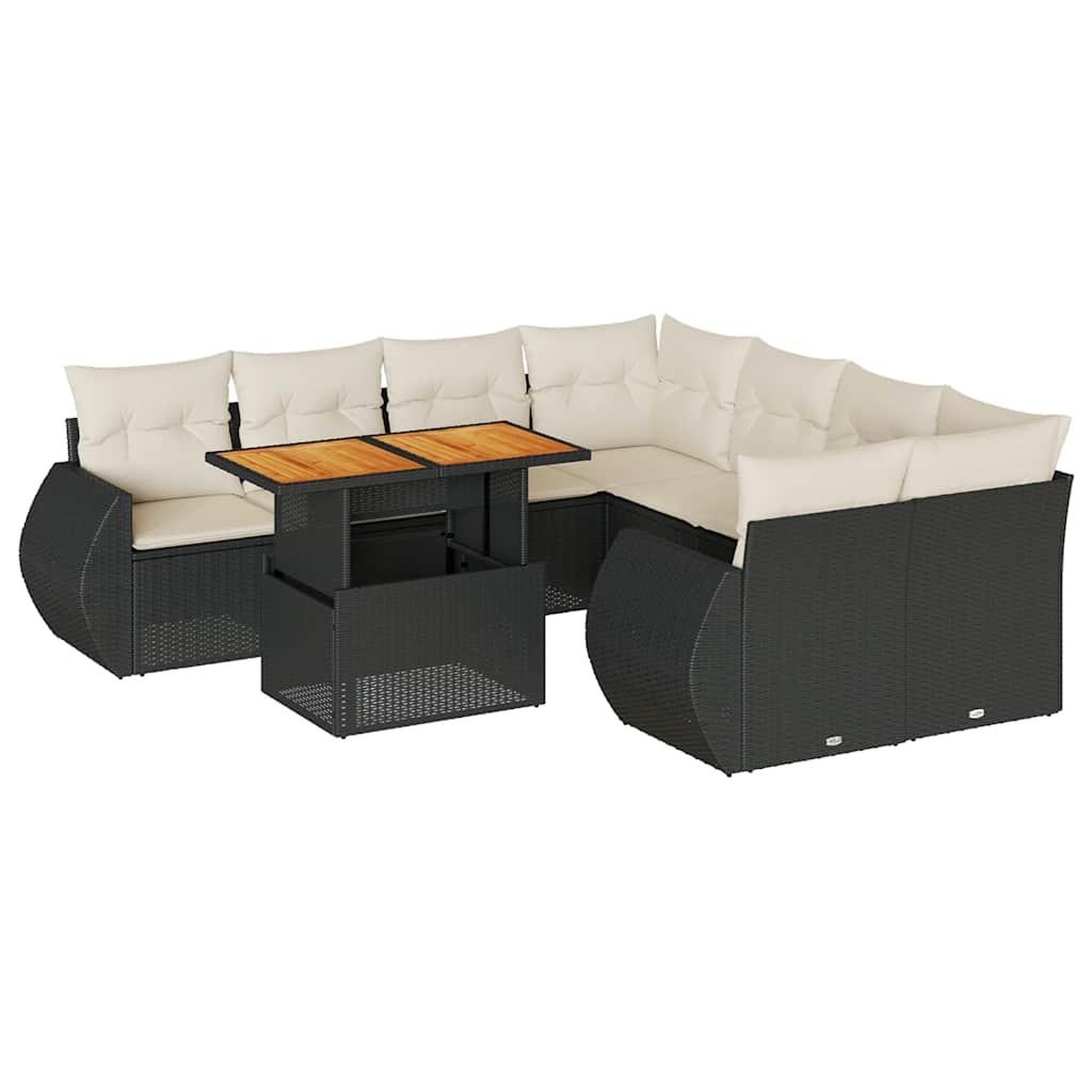Voir la diapositive 2 : VIDAXL Salon de jardin 9 pcs avec coussins noir resine tressee